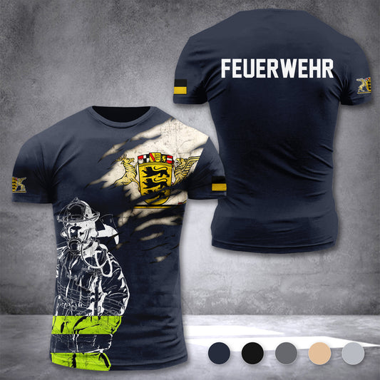 Firefighter Baden-Württemberg Germany customize T-shirt 3d 297