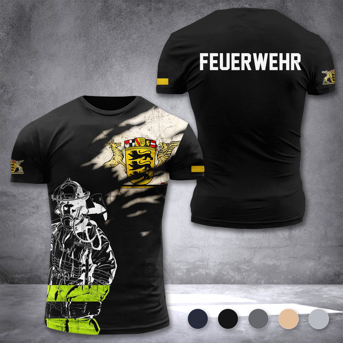 Firefighter Baden-Württemberg Germany customize T-shirt 3d 297