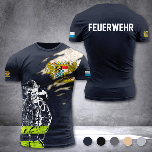 Firefighter Bavaria Germany customize T-shirt 3d 297