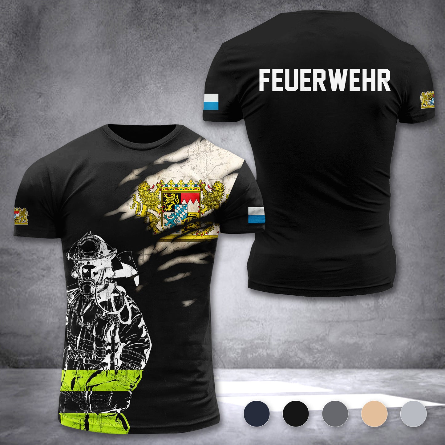 Firefighter Bavaria Germany customize T-shirt 3d 297