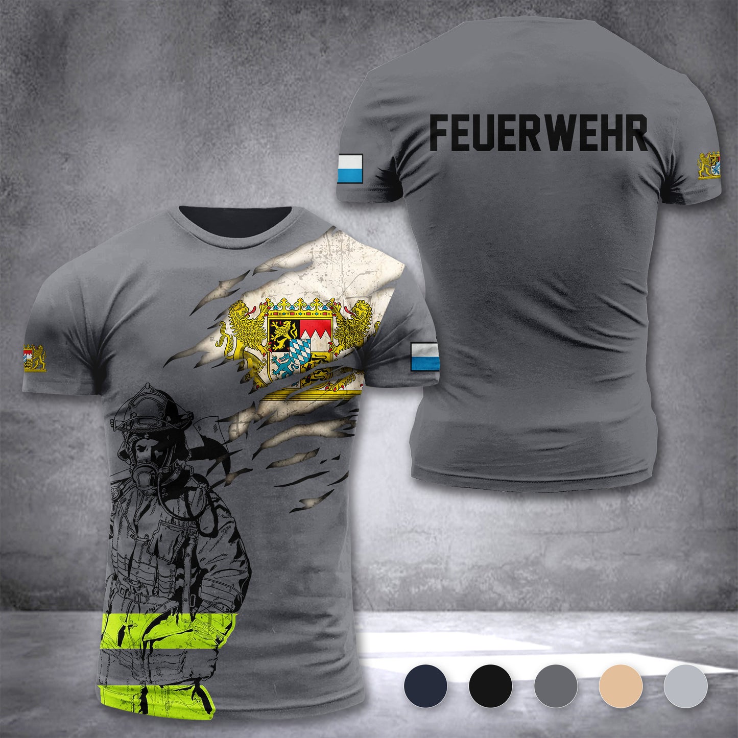 Firefighter Bavaria Germany customize T-shirt 3d 297