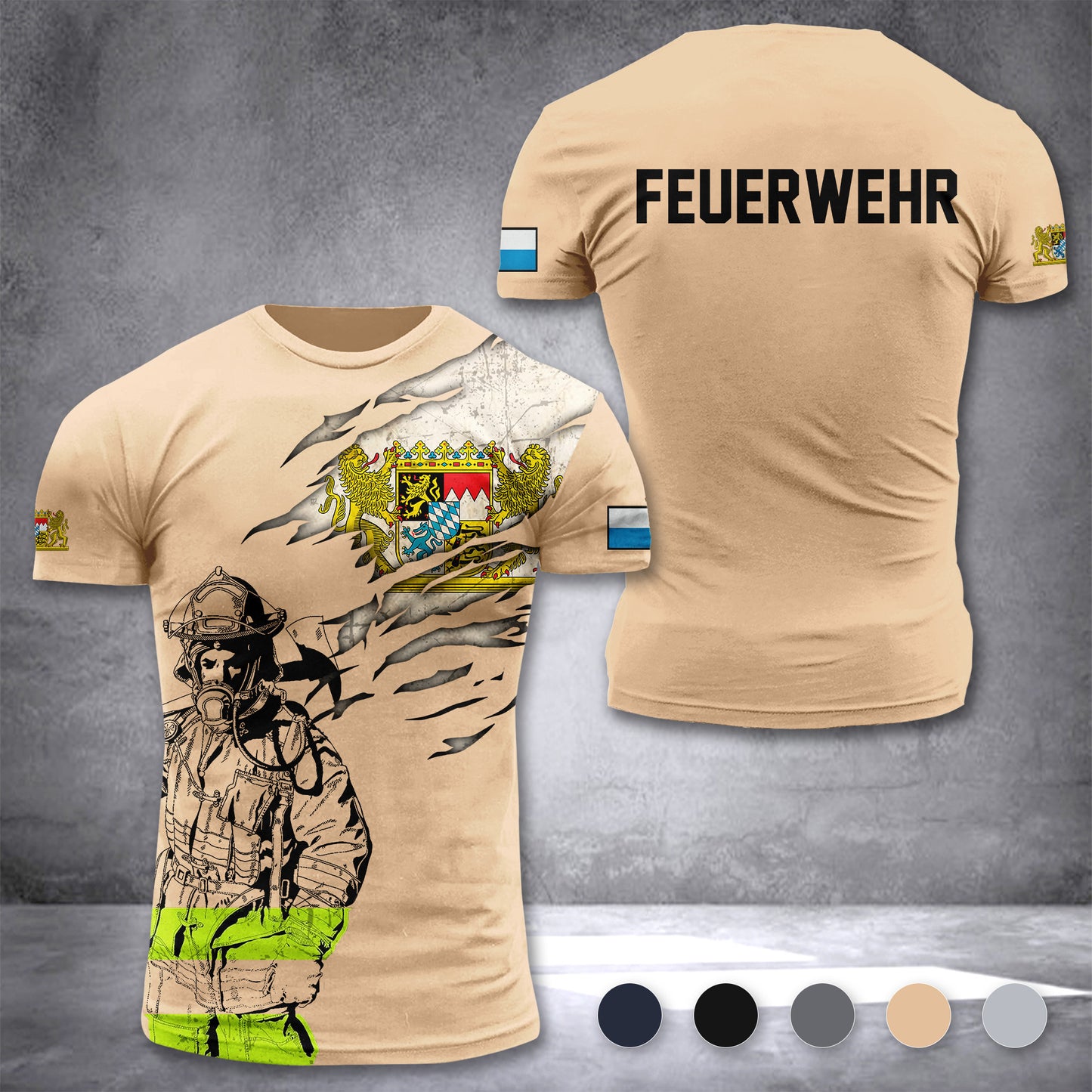Firefighter Bavaria Germany customize T-shirt 3d 297