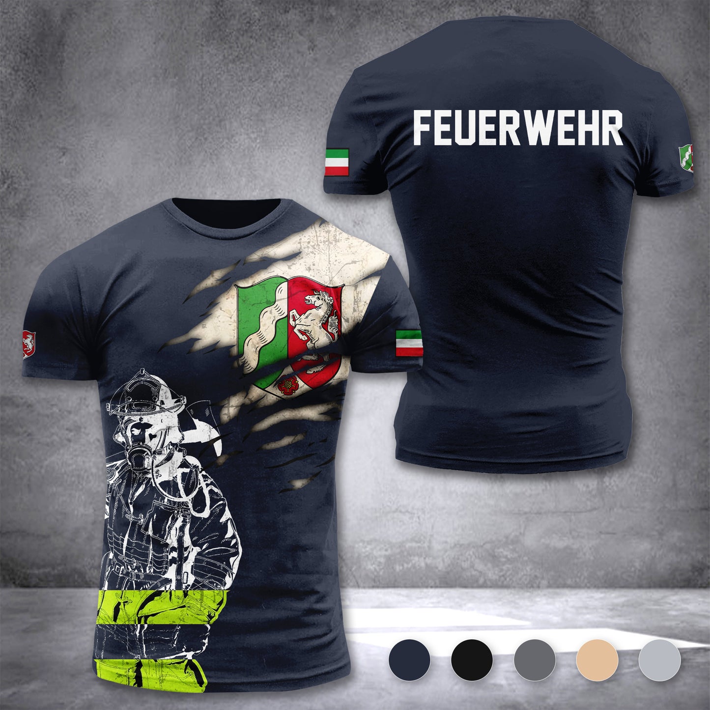 Firefighter Nordrhein-Westfalen Germany customize T-shirt 3d 297