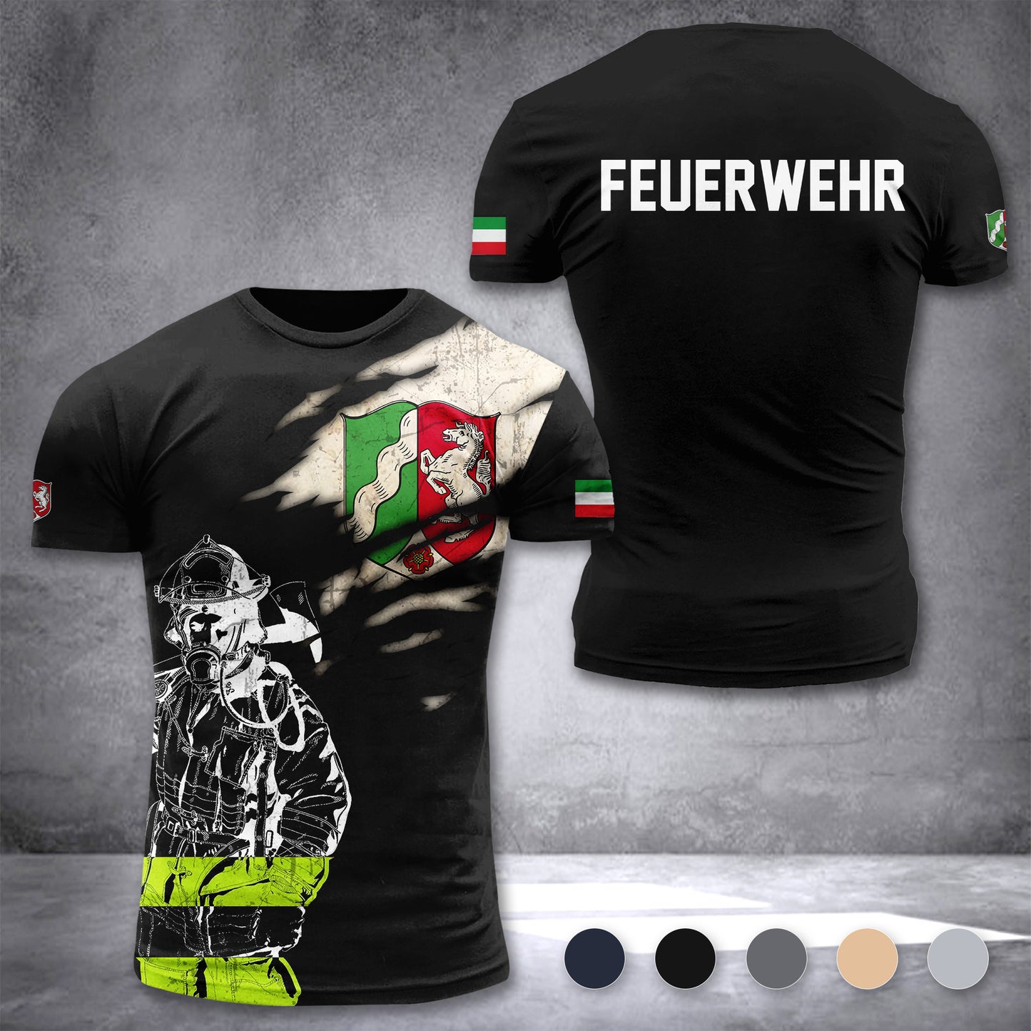 Firefighter Nordrhein-Westfalen Germany customize T-shirt 3d 297