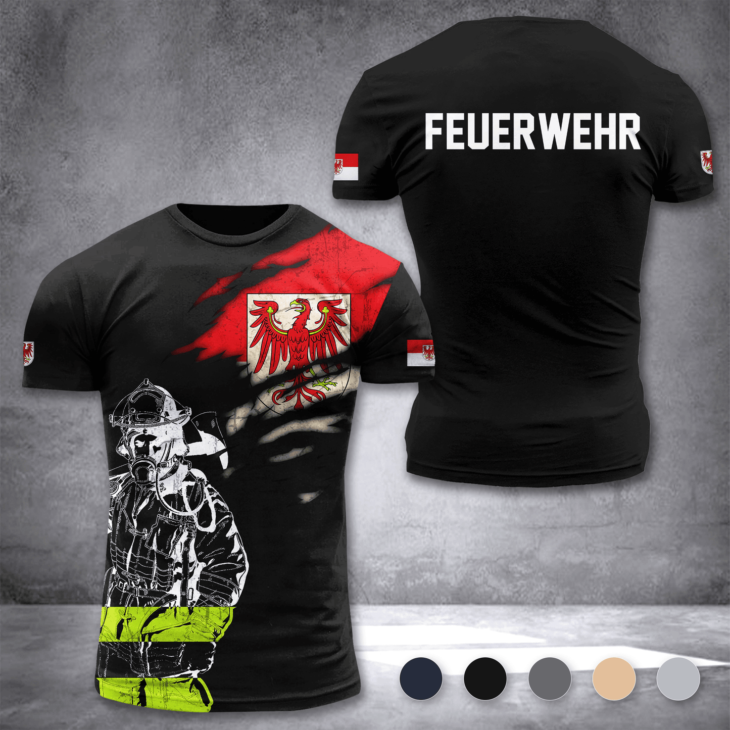 Firefighter Brandenburg Germany customize T-shirt 3d 297
