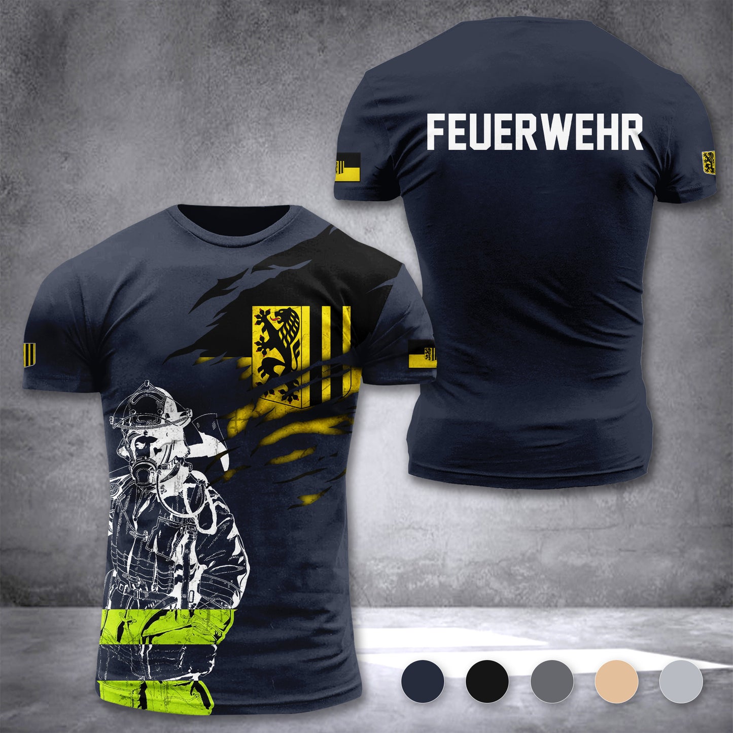 Firefighter Dresden Germany customize T-shirt 3d 297