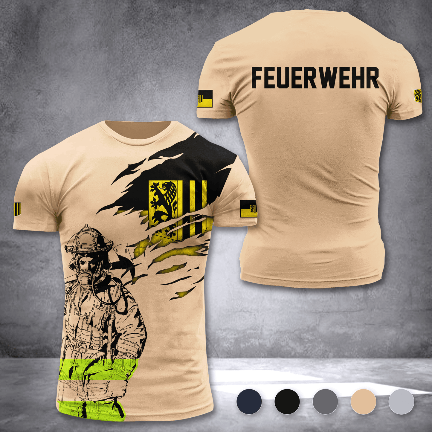 Firefighter Dresden Germany customize T-shirt 3d 297