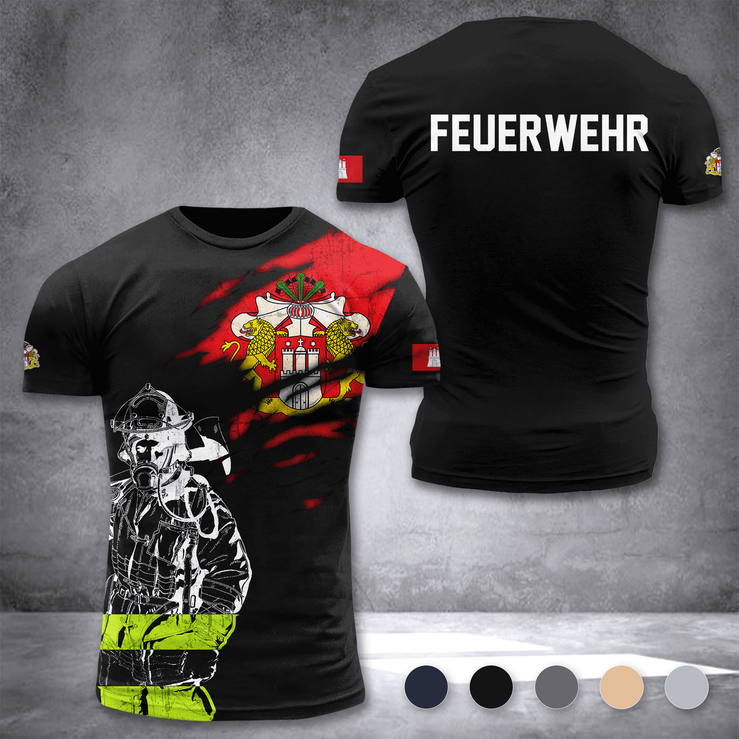 Firefighter Hamburg Germany customize T-shirt 3d 297