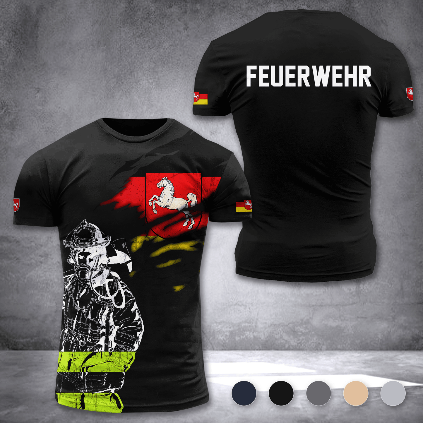 Firefighter Lower Saxony Germany customize T-shirt 3d 297