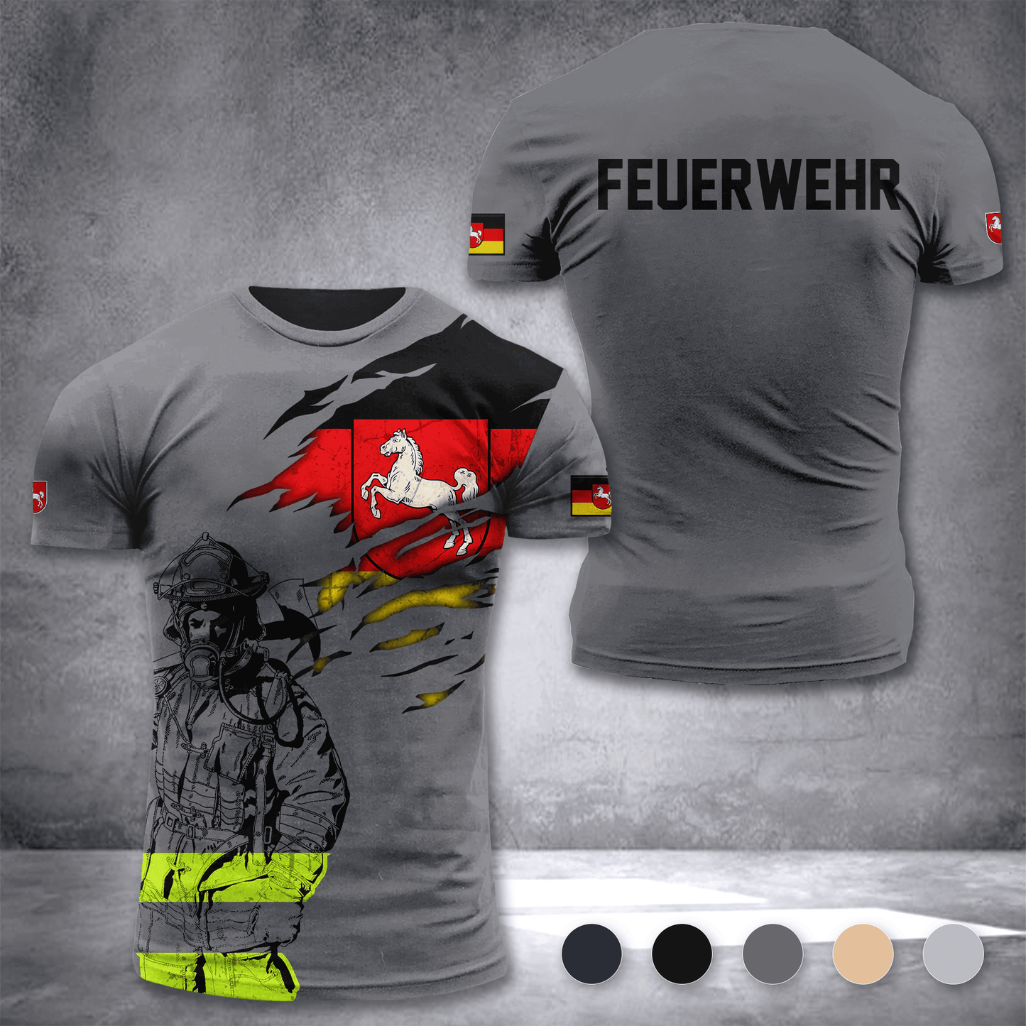 Firefighter Lower Saxony Germany customize T-shirt 3d 297