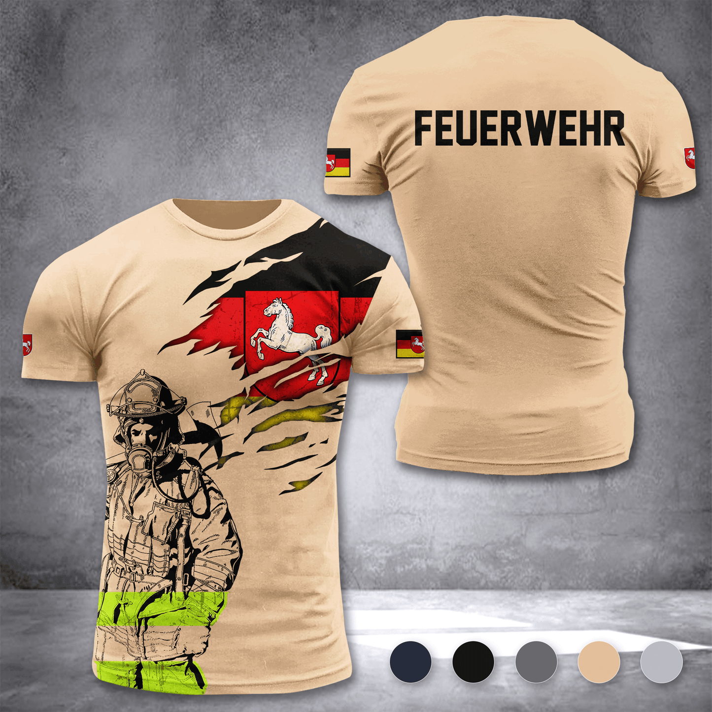Firefighter Lower Saxony Germany customize T-shirt 3d 297
