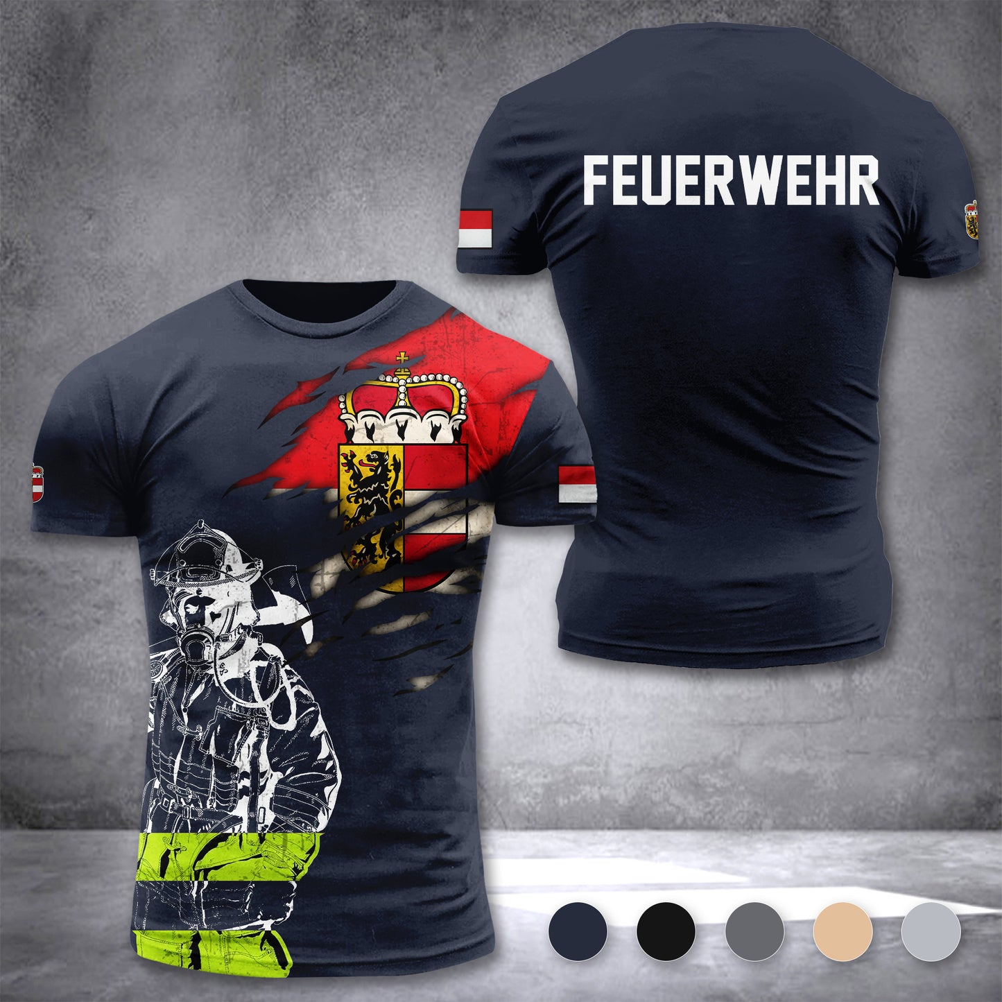 Firefighter Salzburg Austria customize T-shirt 3d 297