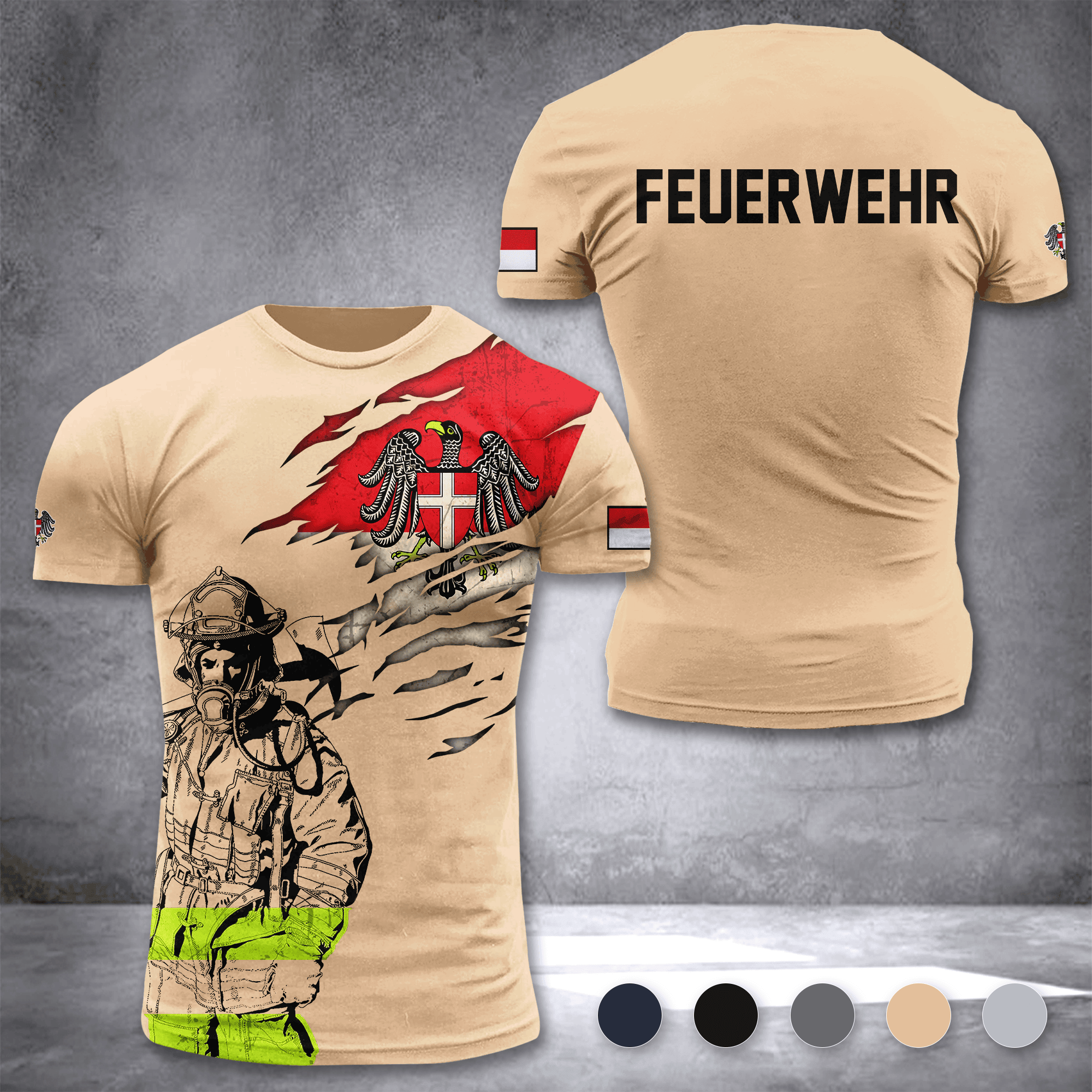 Firefighter Vienna Austria customize T-shirt 3d 297