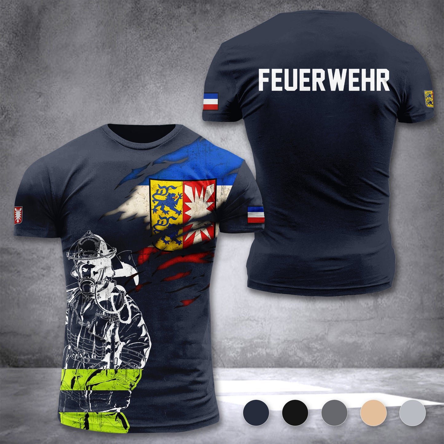 Firefighter Schleswig Holstein Germany customize T-shirt 3d 297