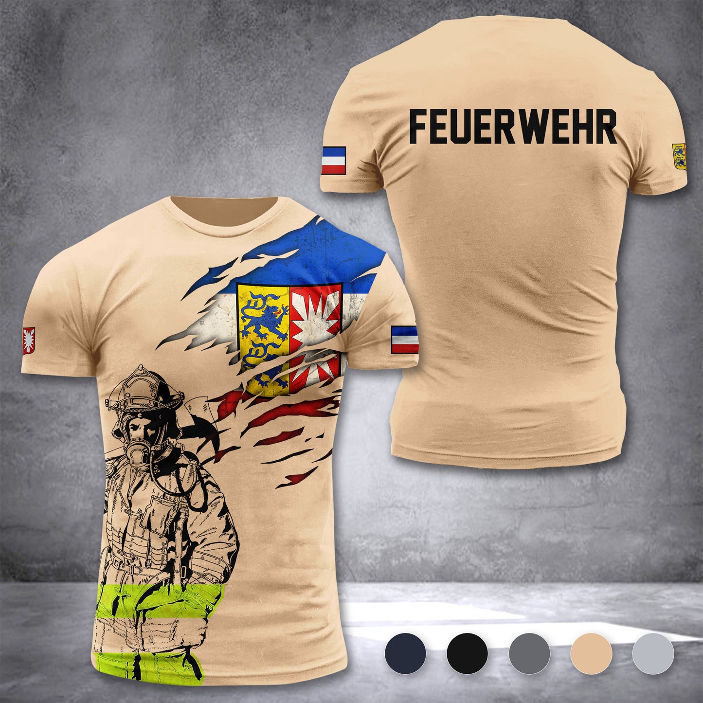 Firefighter Schleswig Holstein Germany customize T-shirt 3d 297