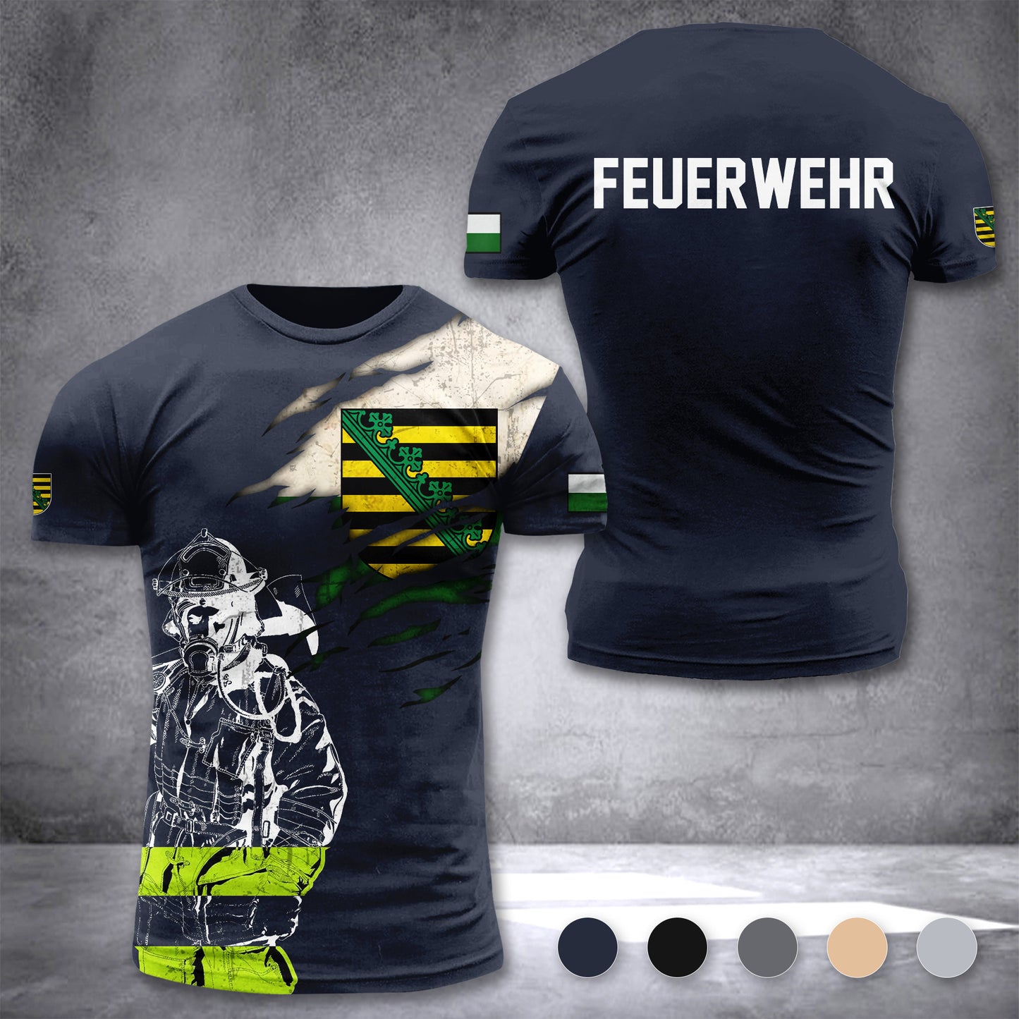 Firefighter Sachsen Germany customize T-shirt 3d 297