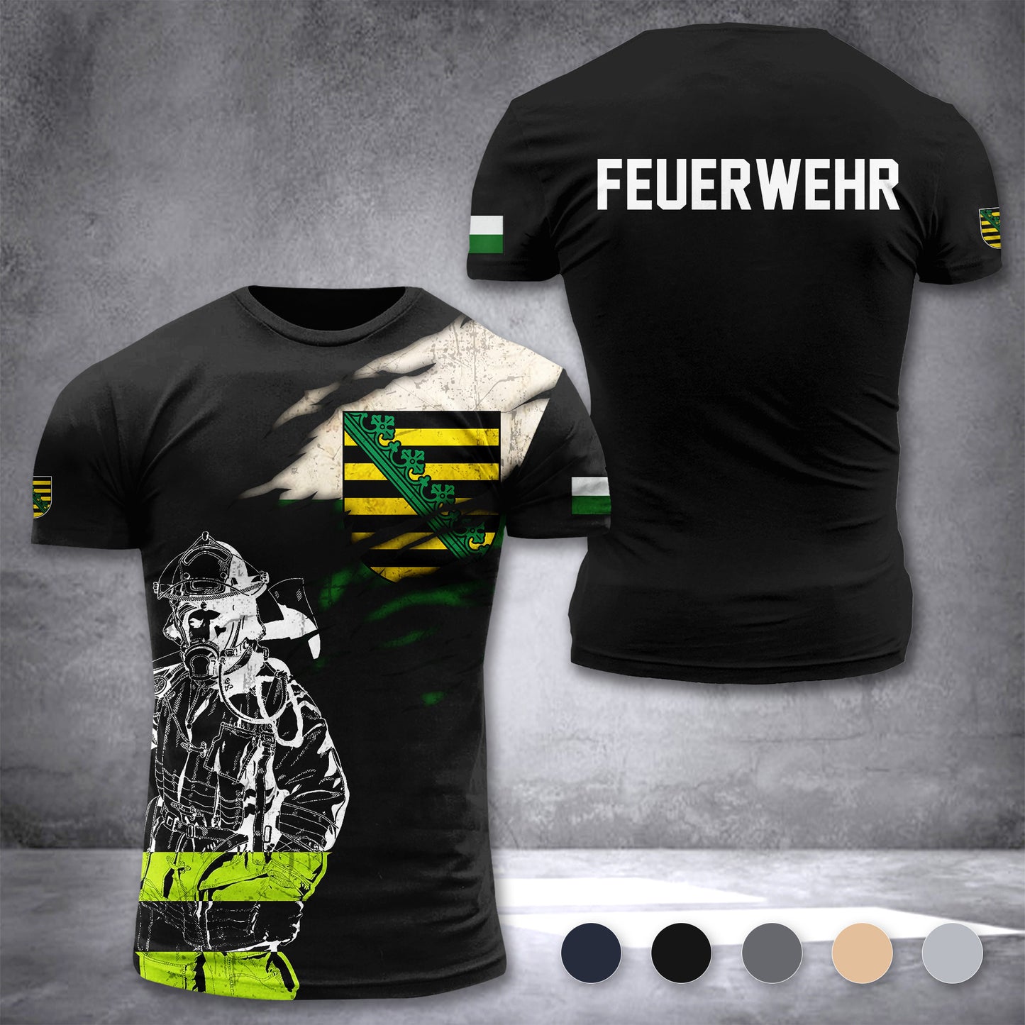Firefighter Sachsen Germany customize T-shirt 3d 297
