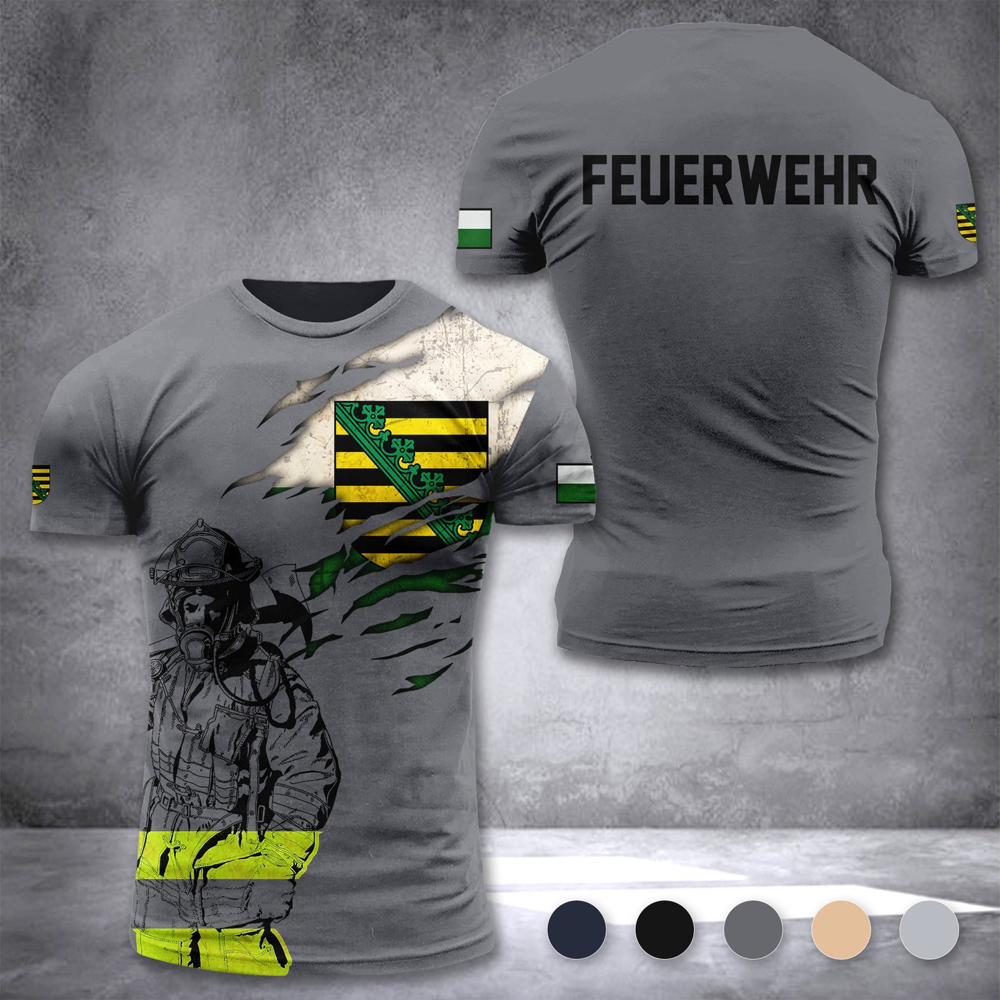 Firefighter Sachsen Germany customize T-shirt 3d 297