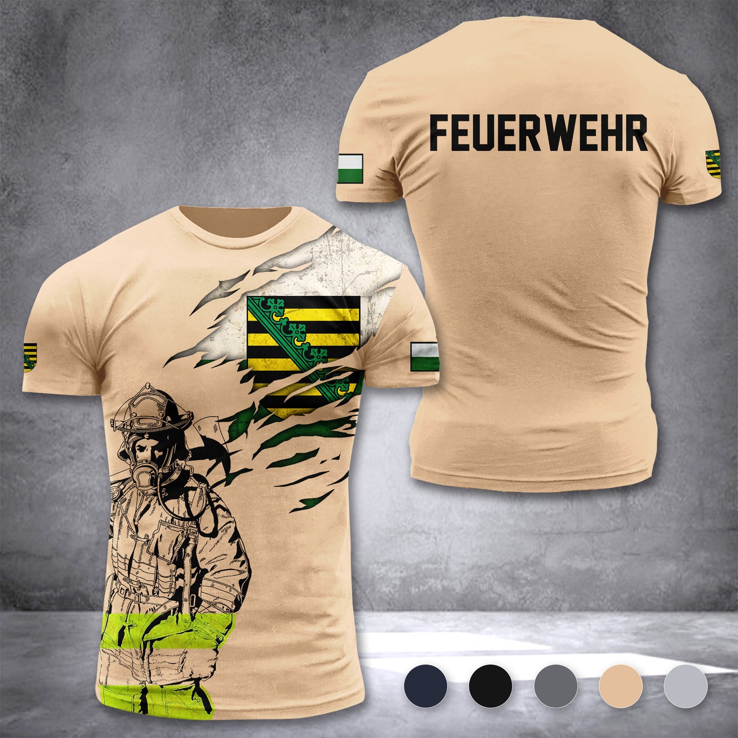 Firefighter Sachsen Germany customize T-shirt 3d 297