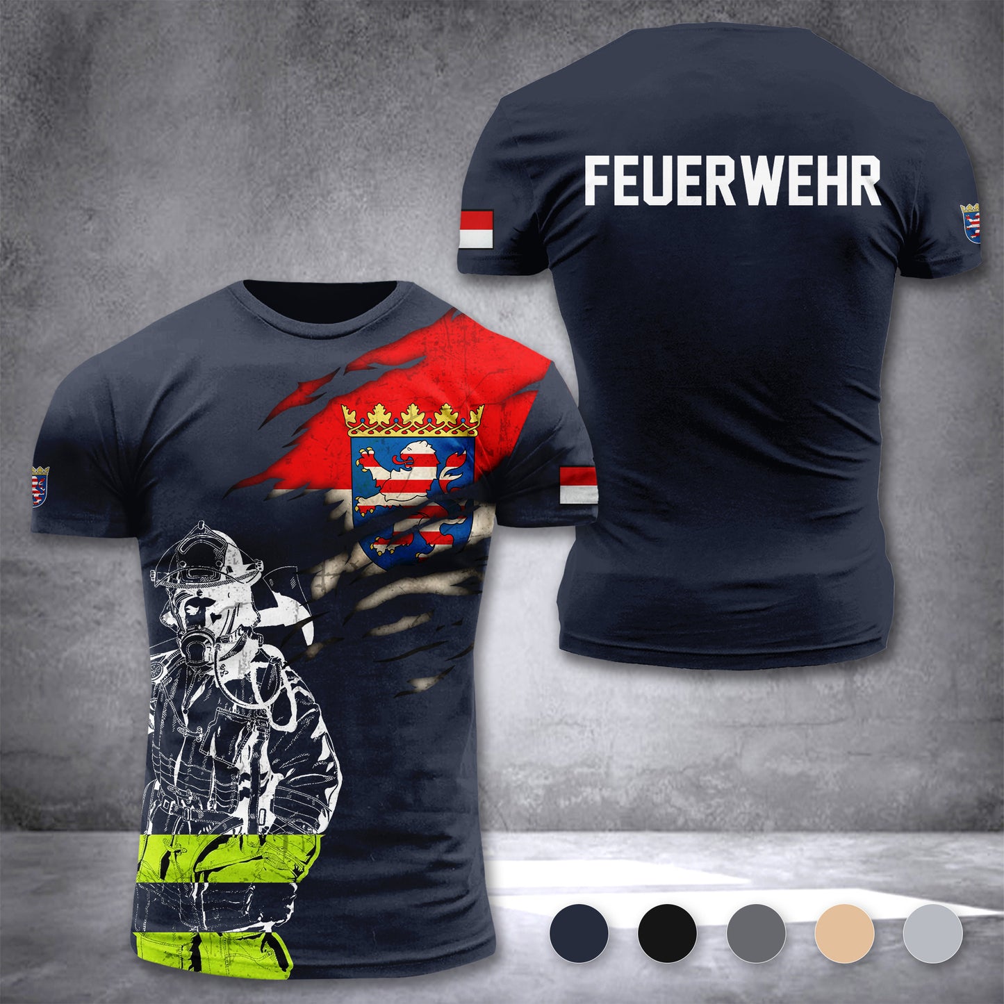 Firefighter Hessen Germany customize T-shirt 3d 297