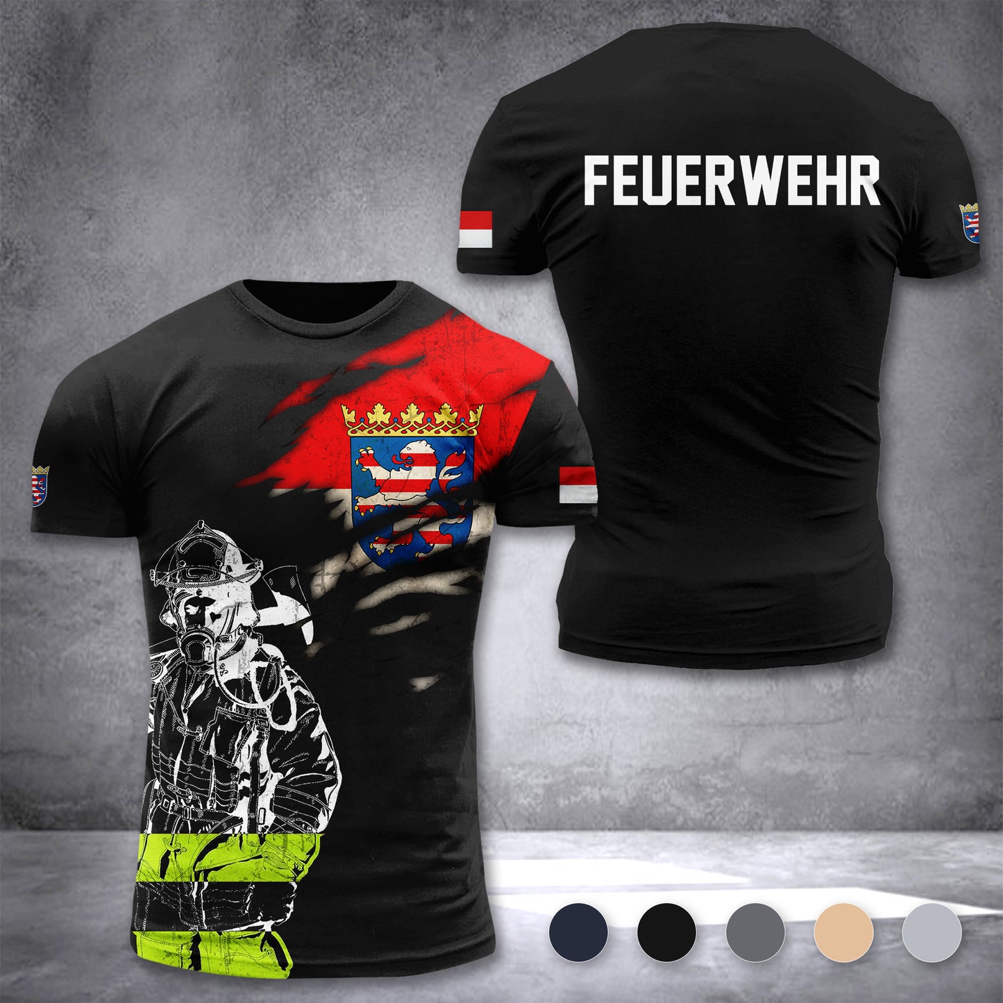 Firefighter Hessen Germany customize T-shirt 3d 297