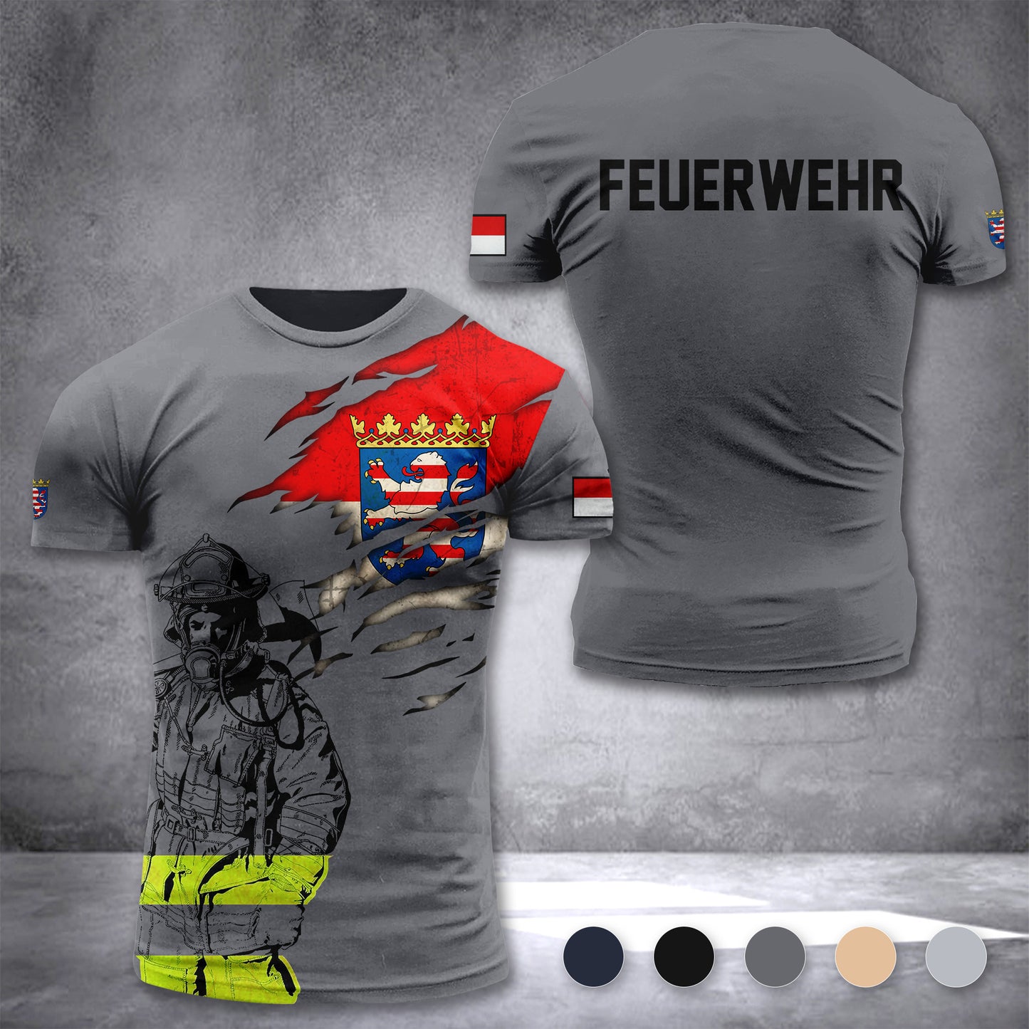 Firefighter Hessen Germany customize T-shirt 3d 297