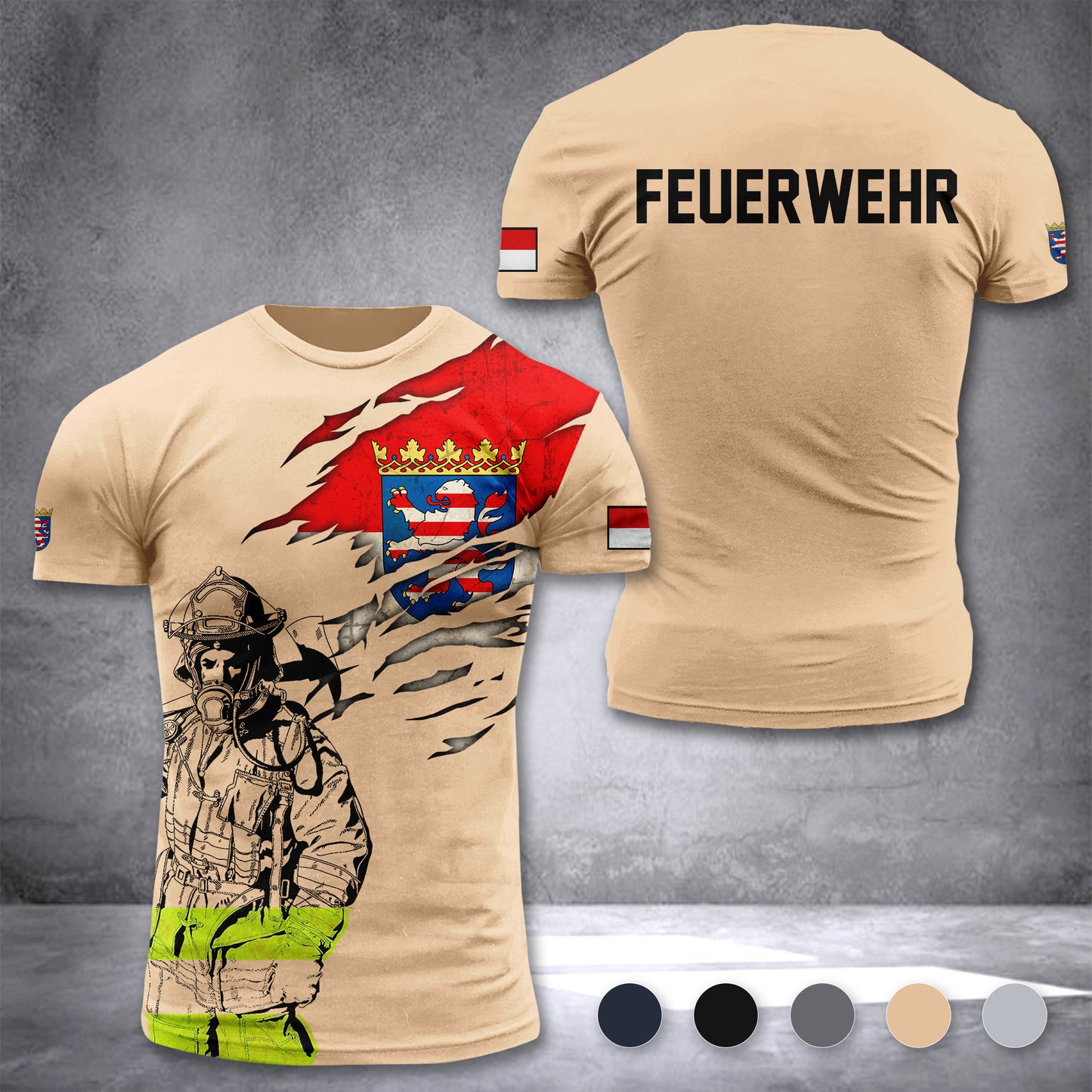Firefighter Hessen Germany customize T-shirt 3d 297