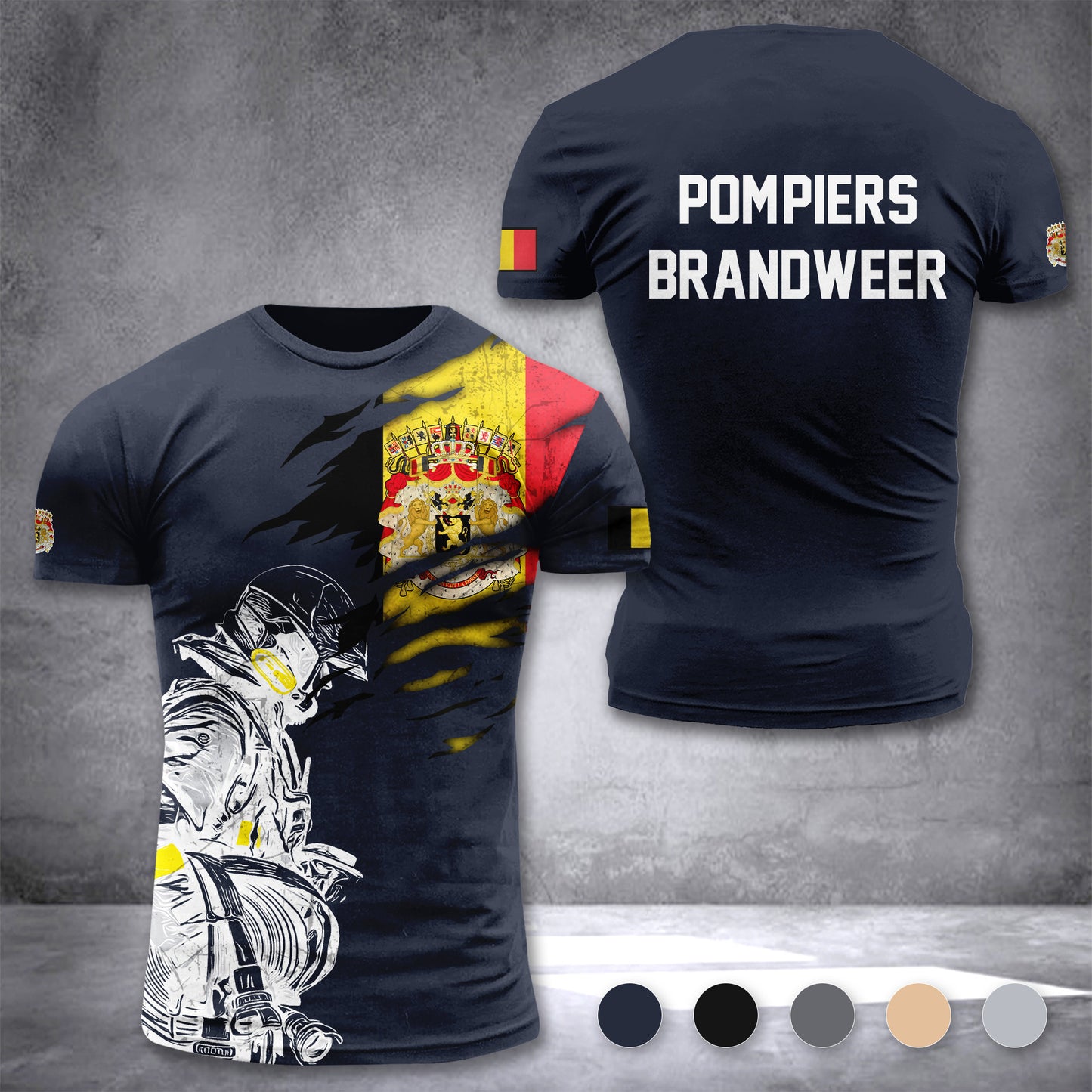 Firefighter Belgium customize T-shirt 3d 297