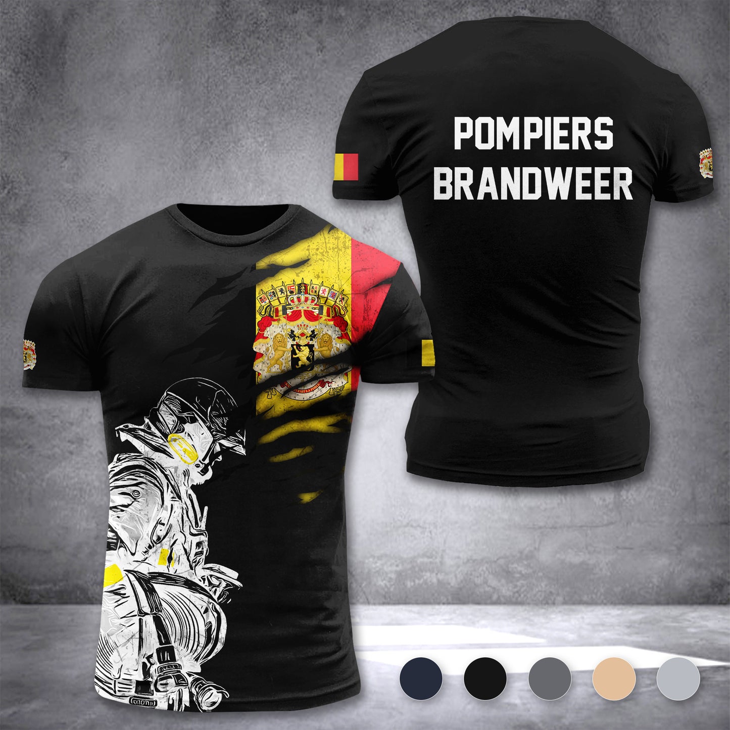 Firefighter Belgium customize T-shirt 3d 297