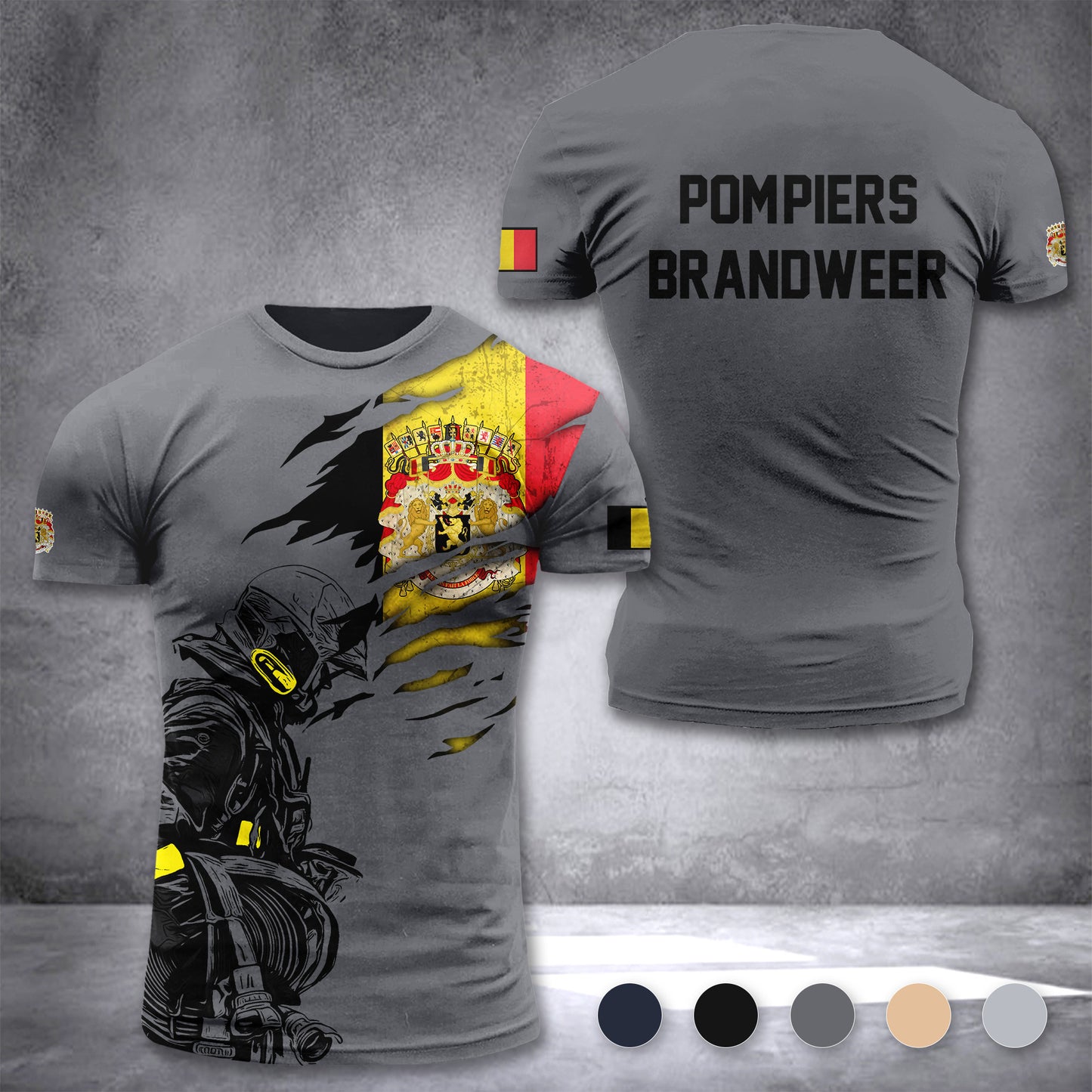 Firefighter Belgium customize T-shirt 3d 297