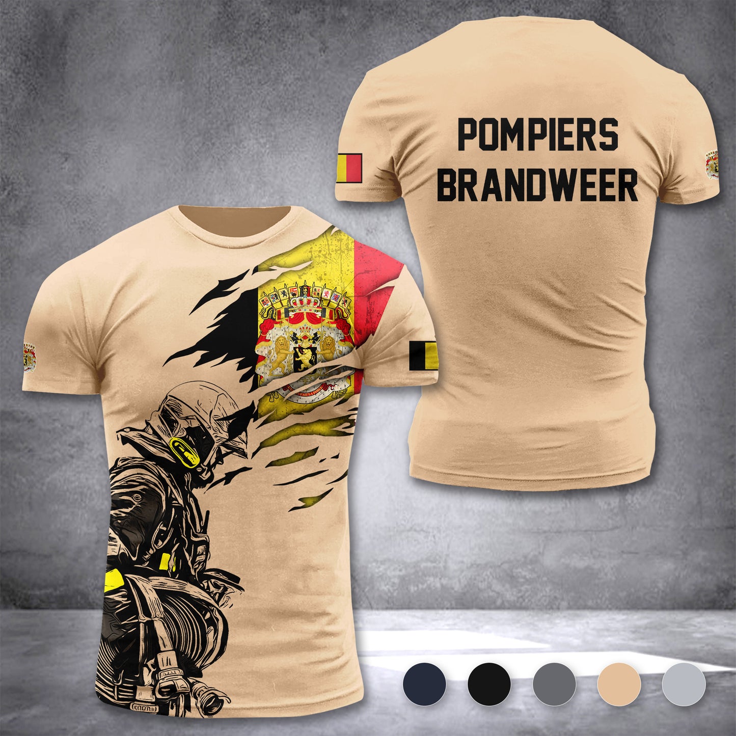 Firefighter Belgium customize T-shirt 3d 297