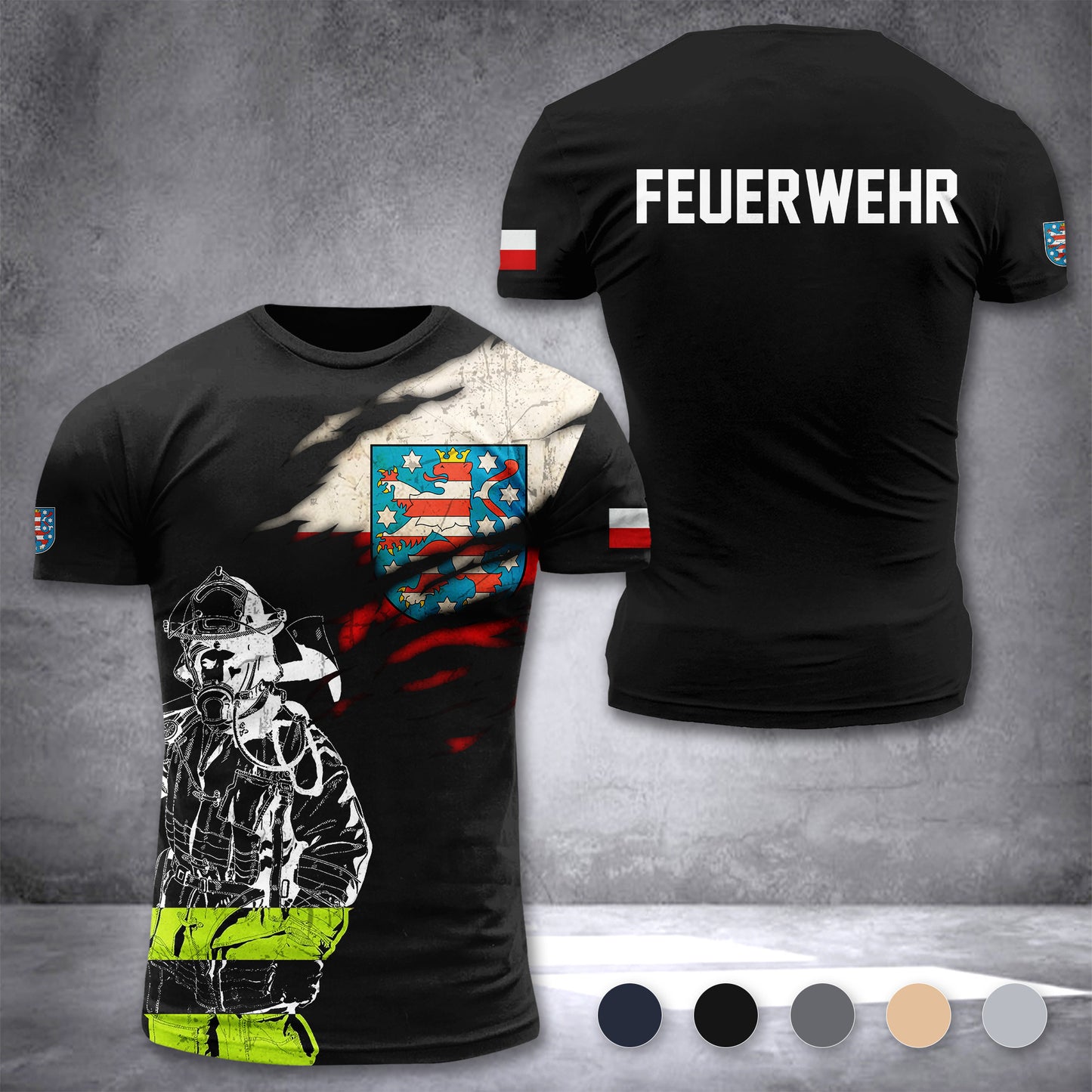 Firefighter Thuringia Germany customize T-shirt 3d 297