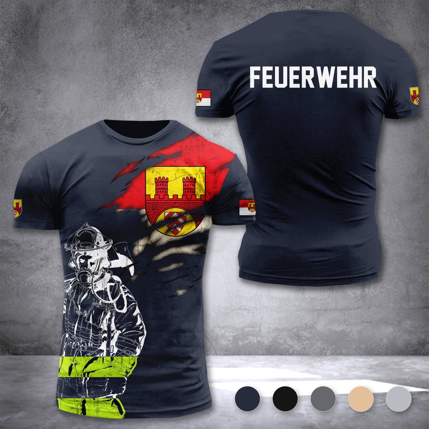 Firefighter Bielefeld Germany customize T-shirt 3d 297