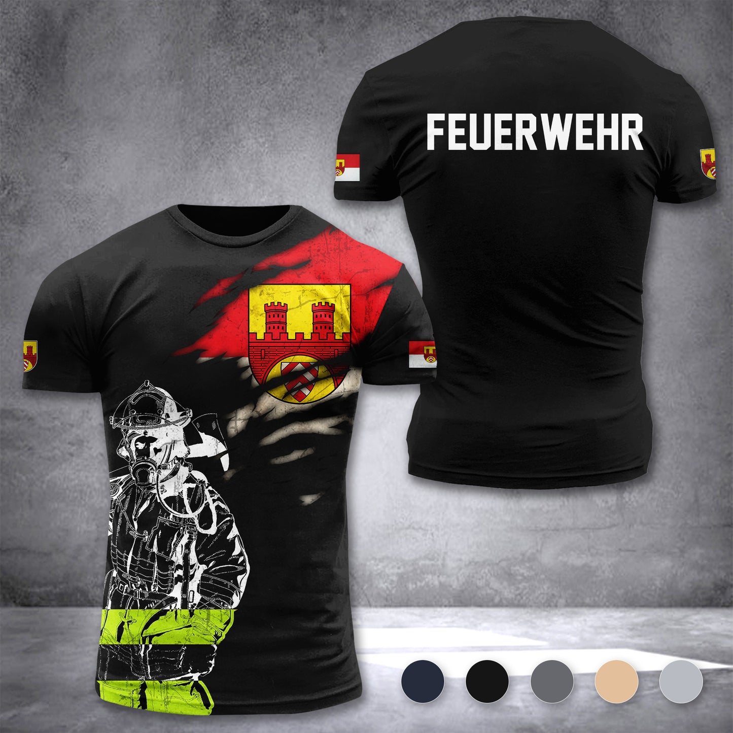 Firefighter Bielefeld Germany customize T-shirt 3d 297