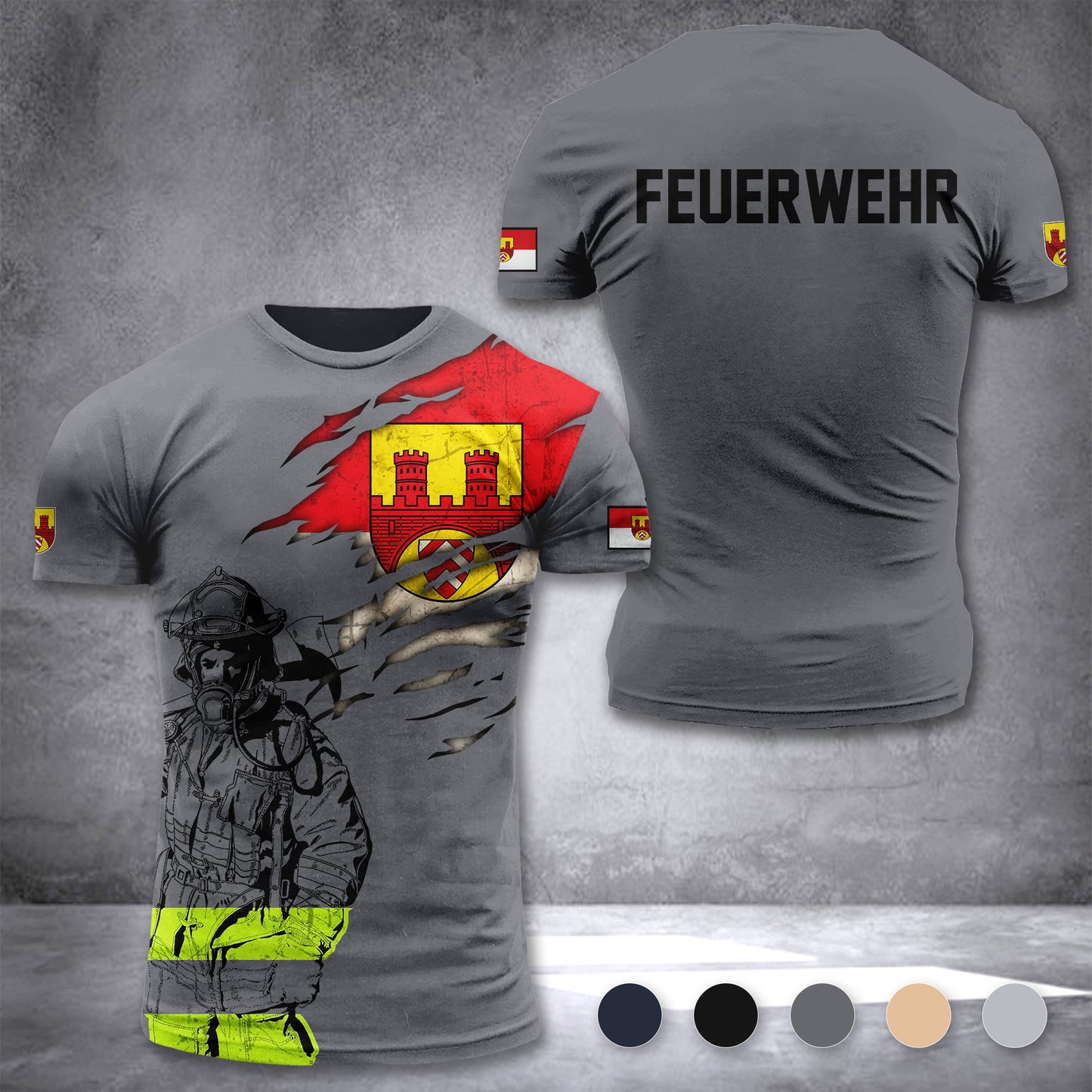 Firefighter Bielefeld Germany customize T-shirt 3d 297