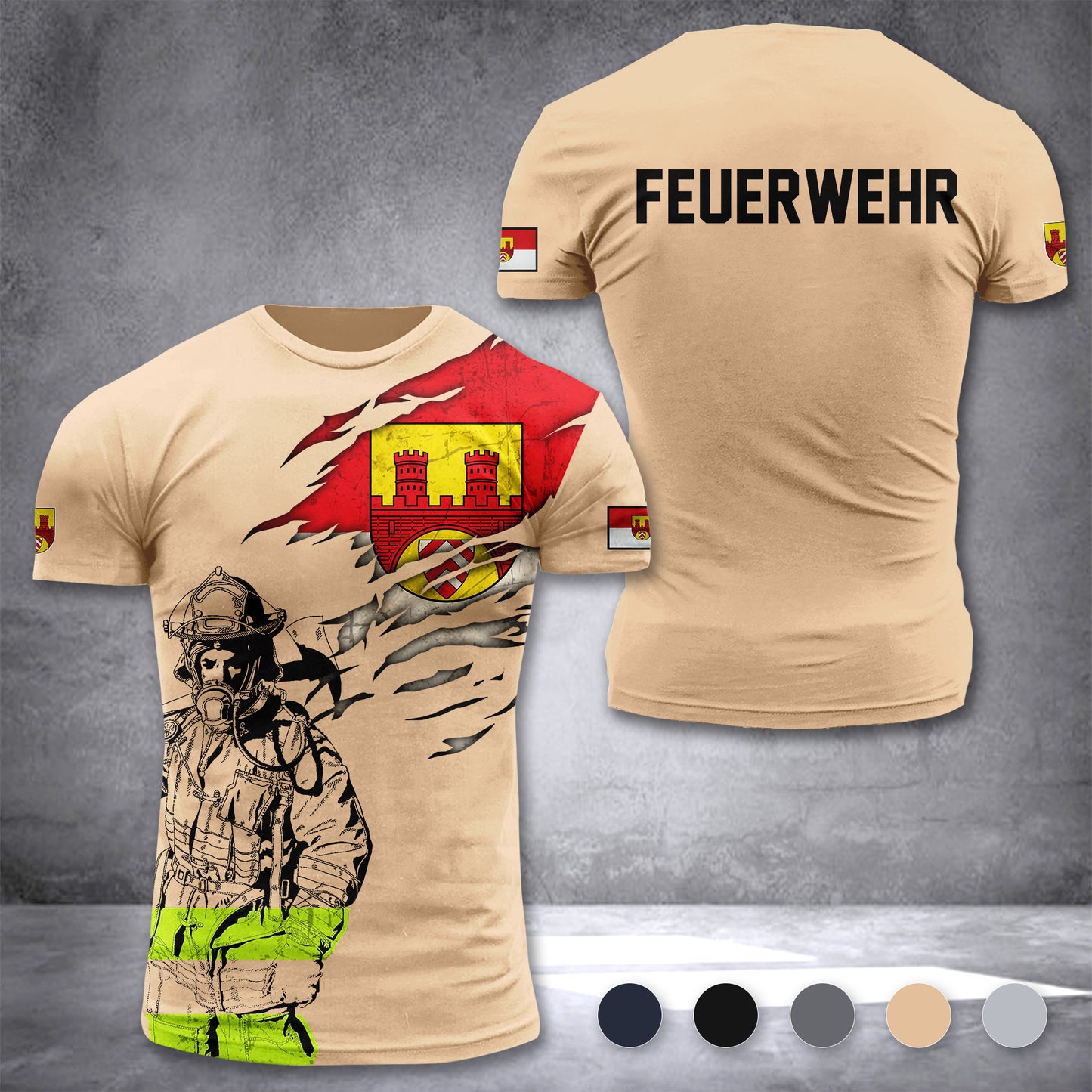 Firefighter Bielefeld Germany customize T-shirt 3d 297