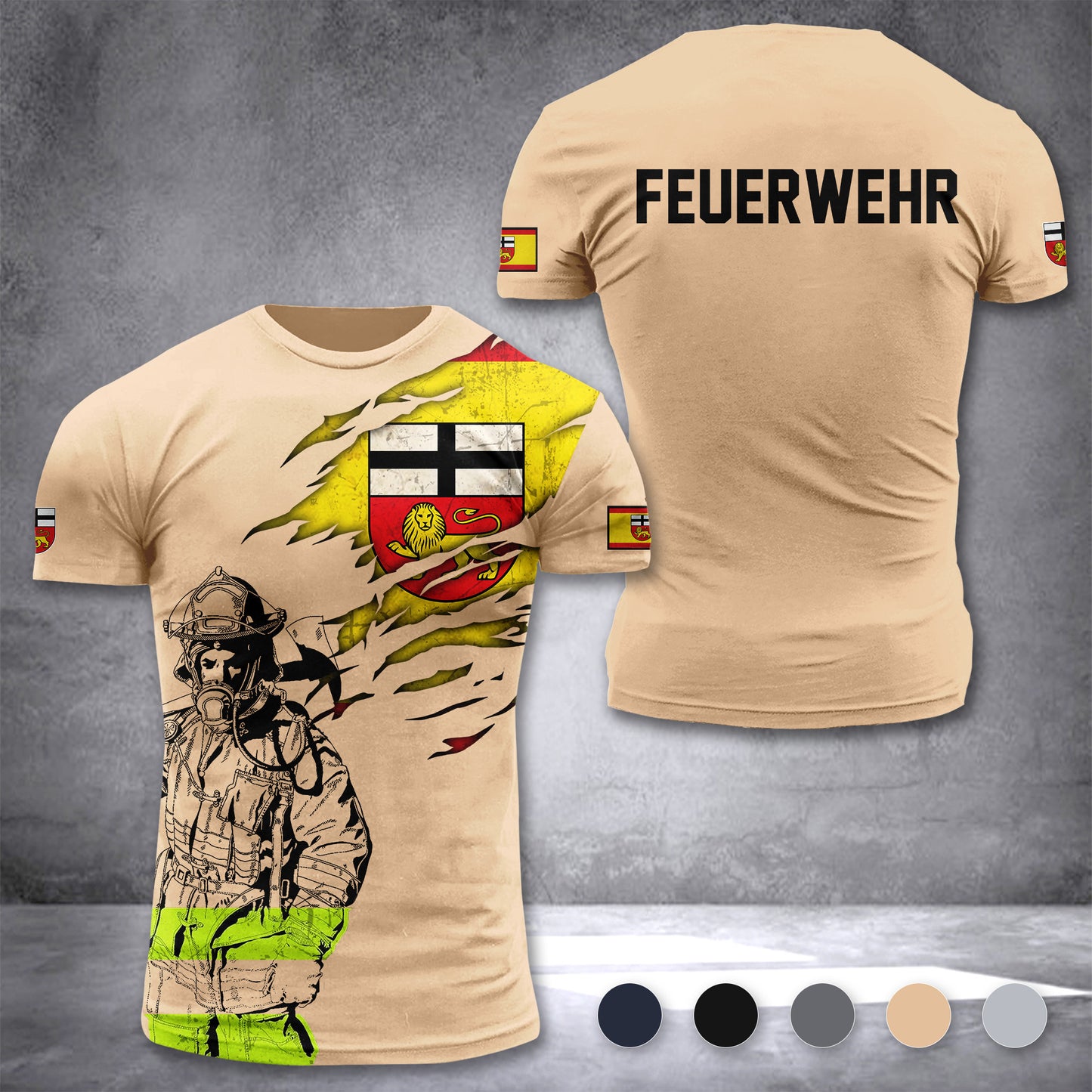 Firefighter Bonn Germany customize T-shirt 3d 297