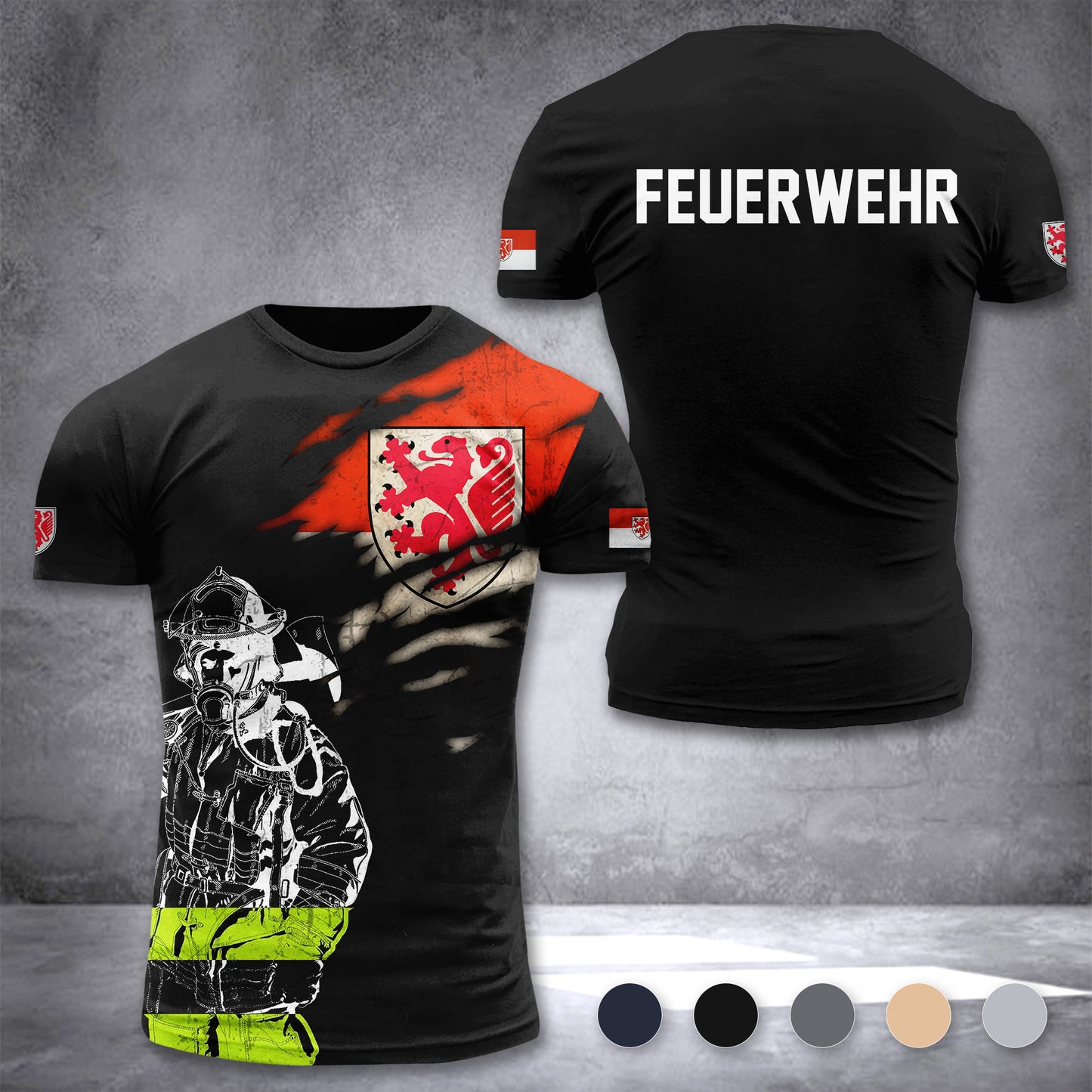 Firefighter Braunschweig Germany customize T-shirt 3d 297