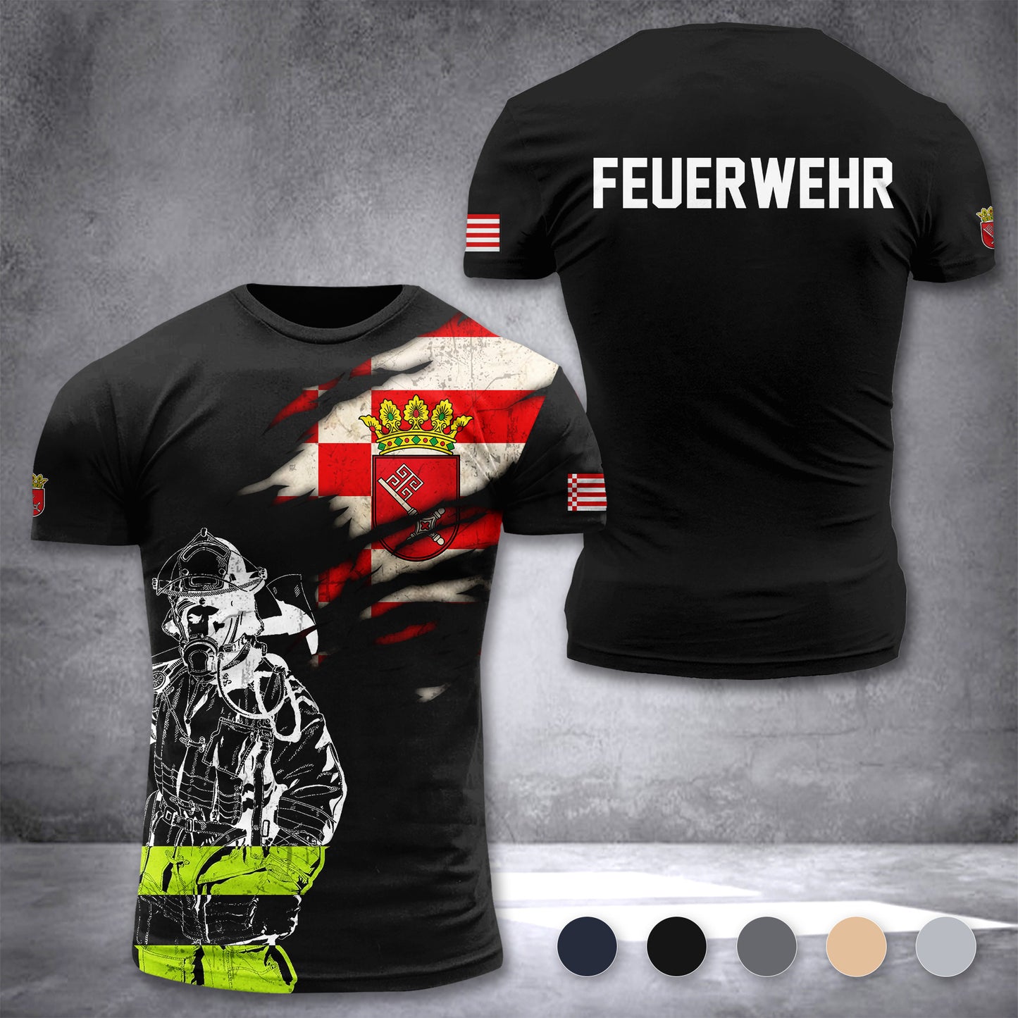 Firefighter Bremen Germany customize T-shirt 3d 297