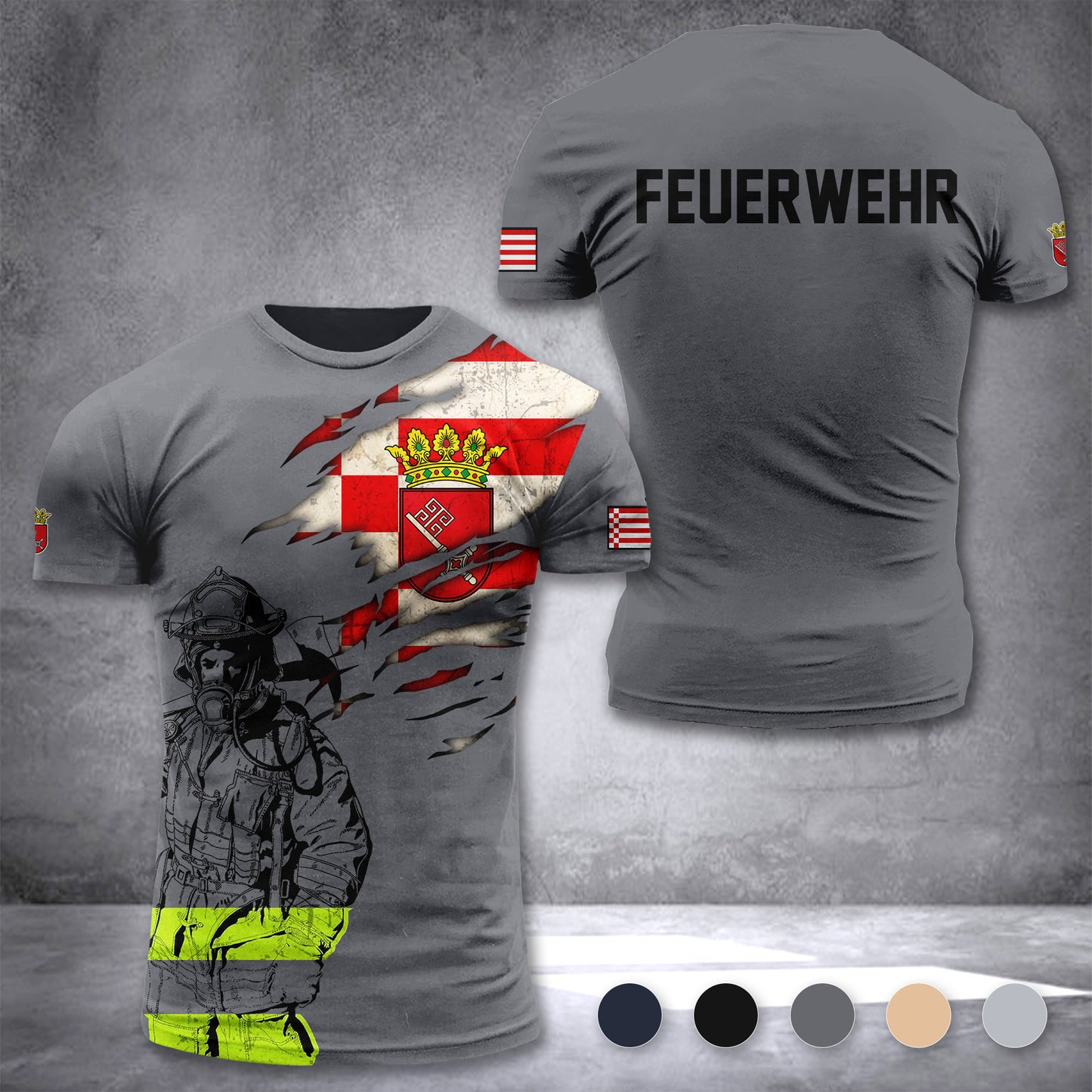Firefighter Bremen Germany customize T-shirt 3d 297