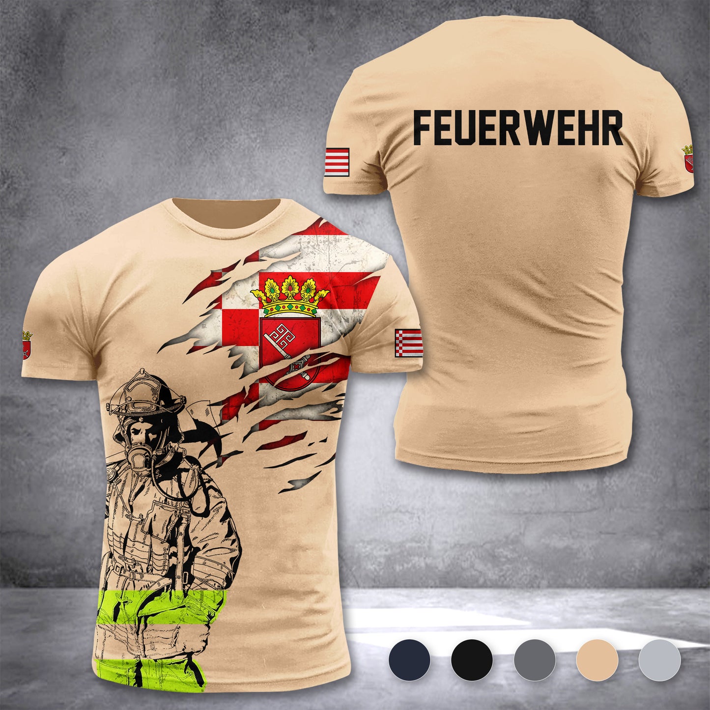Firefighter Bremen Germany customize T-shirt 3d 297