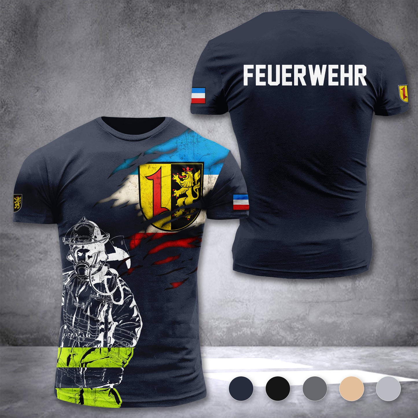 Firefighter Mannheim Germany customize T-shirt 3d 297