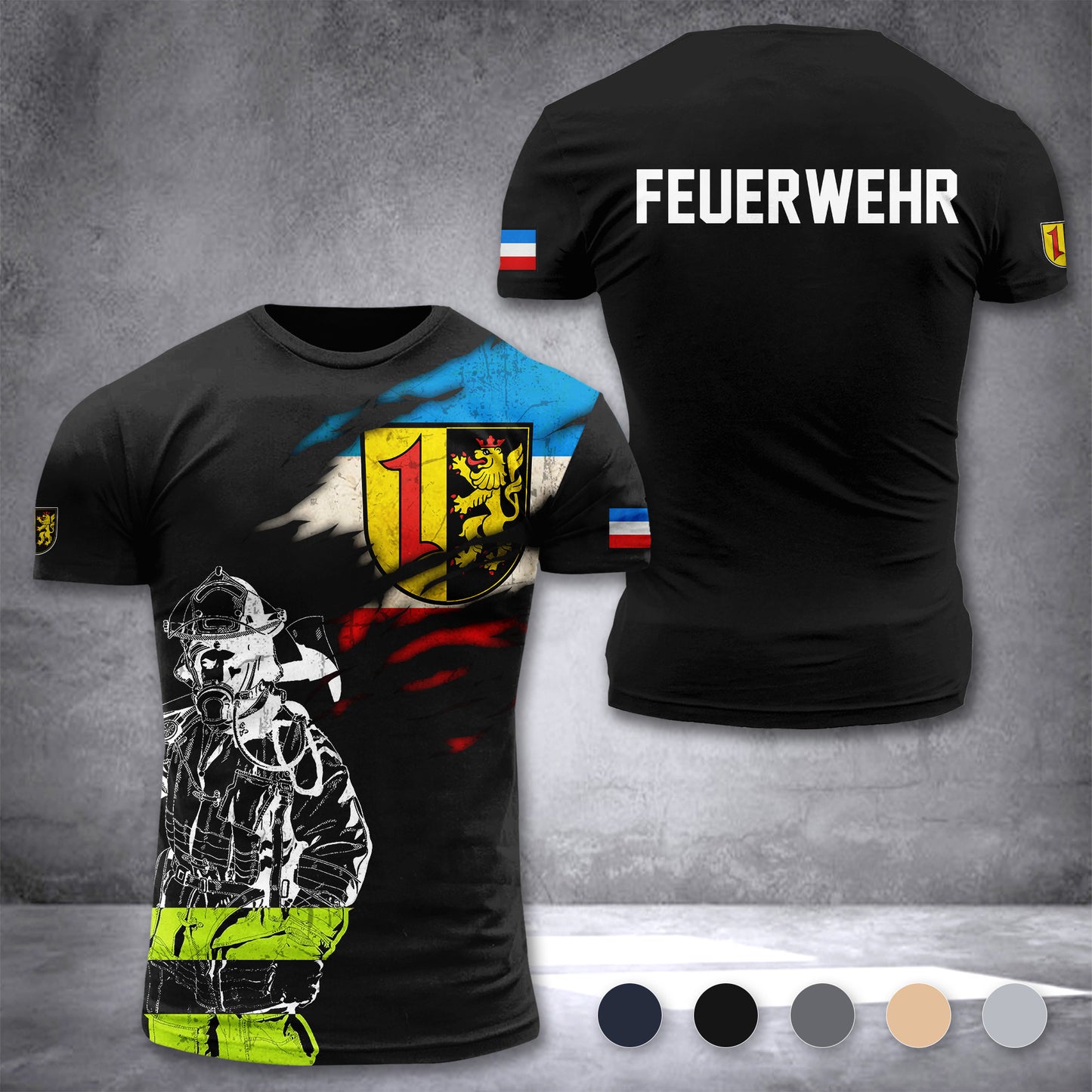 Firefighter Mannheim Germany customize T-shirt 3d 297