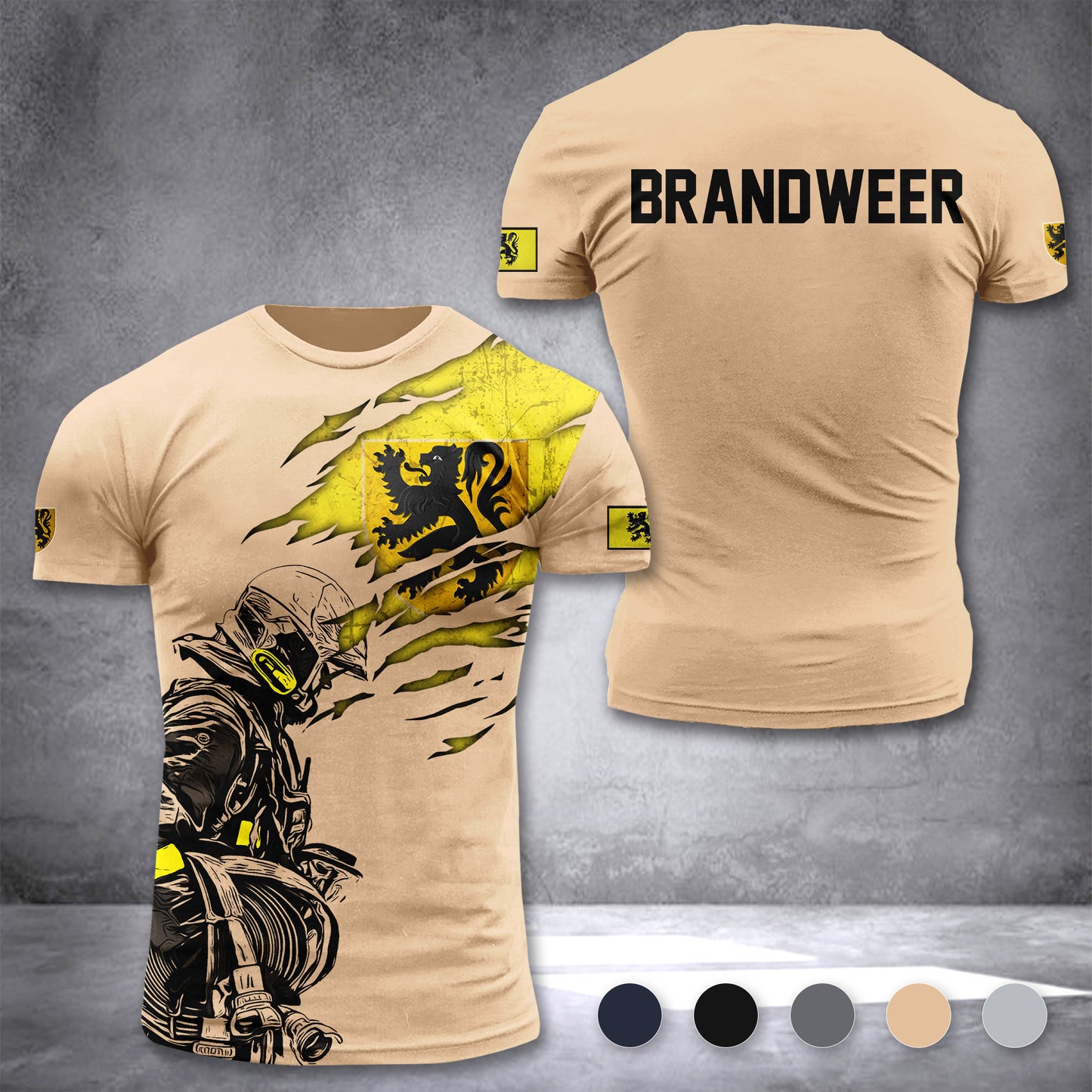 Firefighter Flemish Belgium customize T-shirt 3d 297