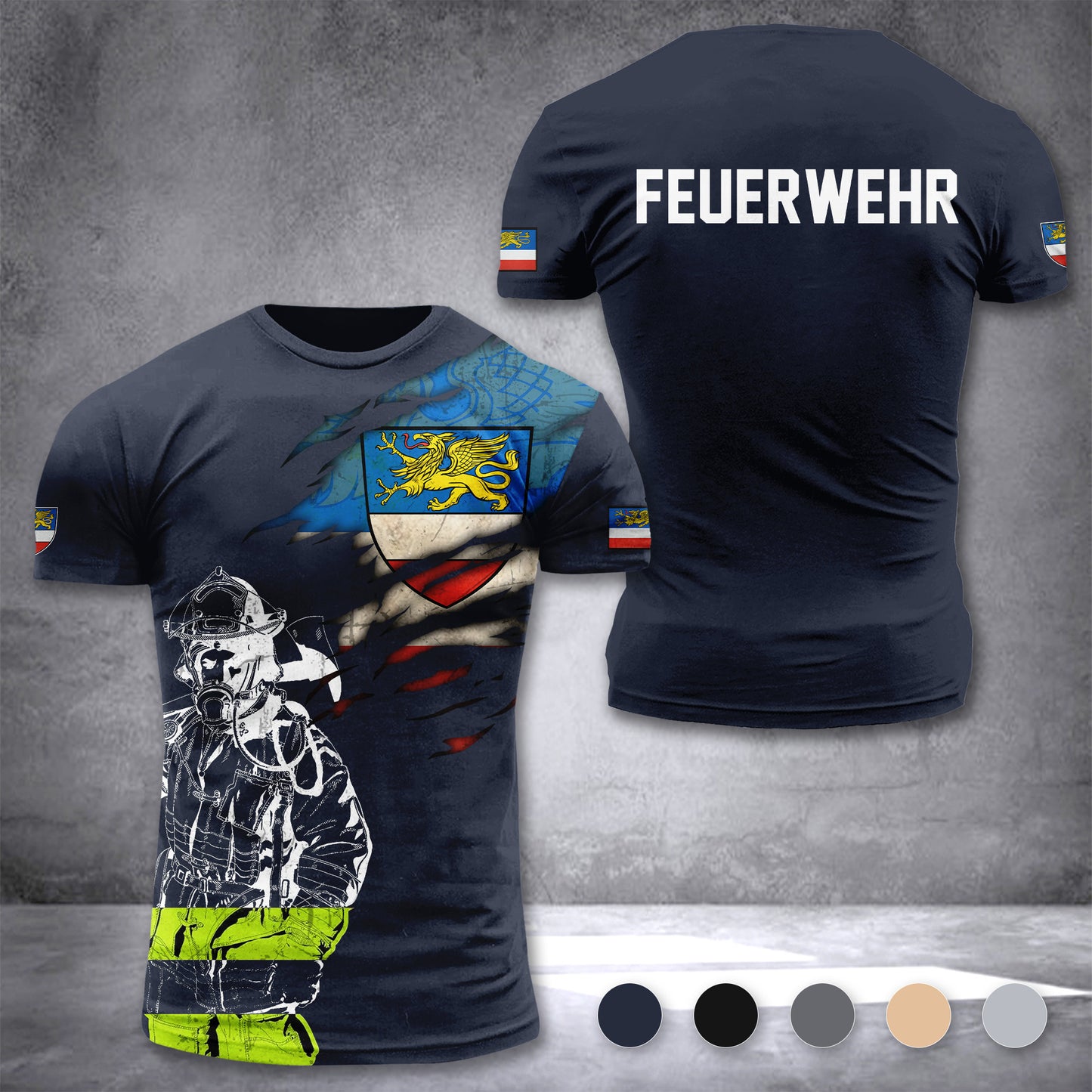 Firefighter Rostock Germany customize T-shirt 3d 297