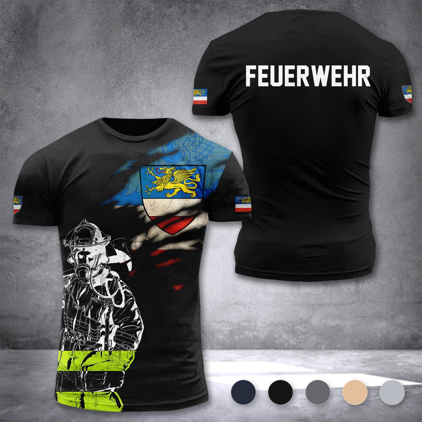 Firefighter Rostock Germany customize T-shirt 3d 297