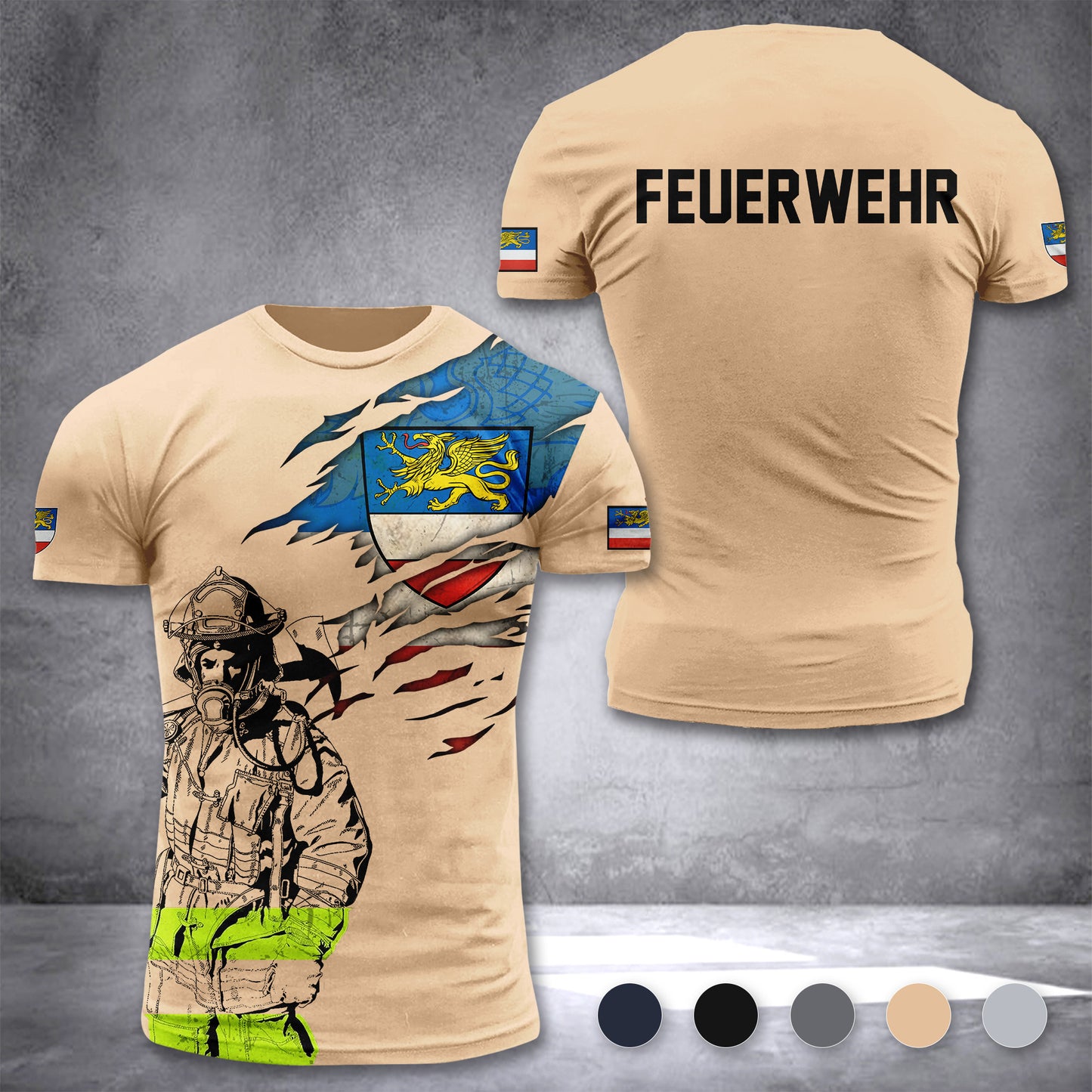 Firefighter Rostock Germany customize T-shirt 3d 297