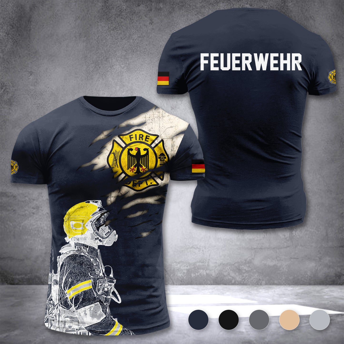 Firefighter Germany customize T-shirt 3d 168