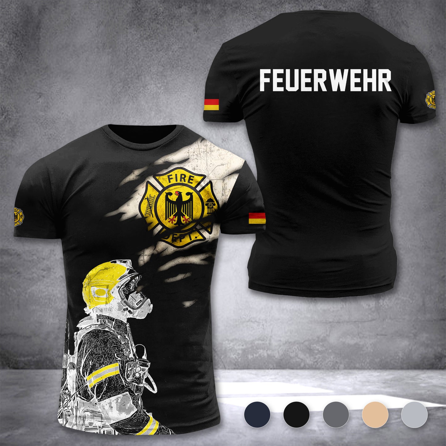 Firefighter Germany customize T-shirt 3d 168