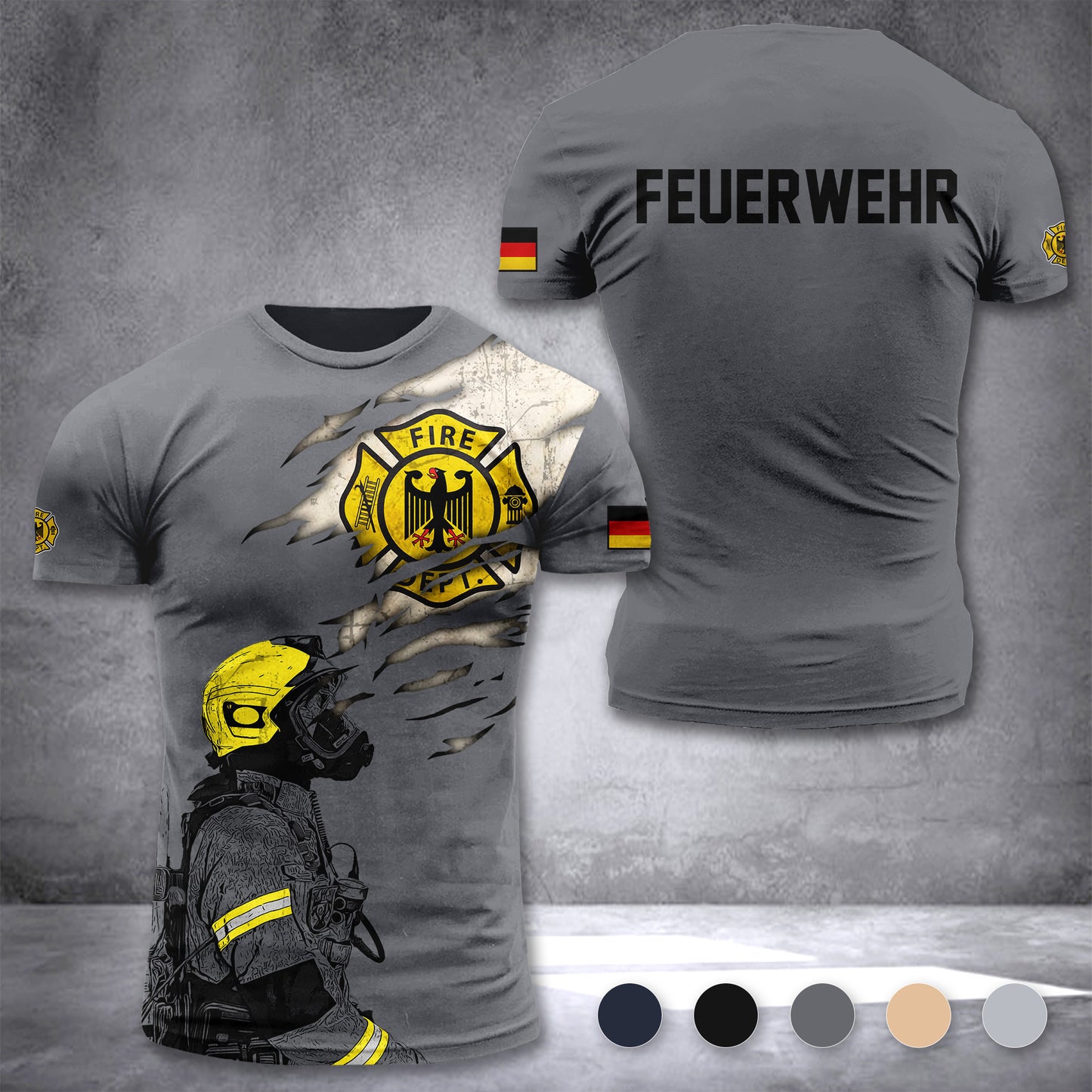 Firefighter Germany customize T-shirt 3d 168